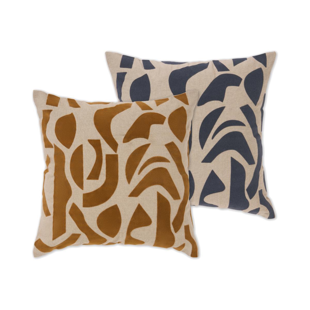 Lafant Set of 2 Flocked Cushions, 50 x 50cm, Multi – image 1