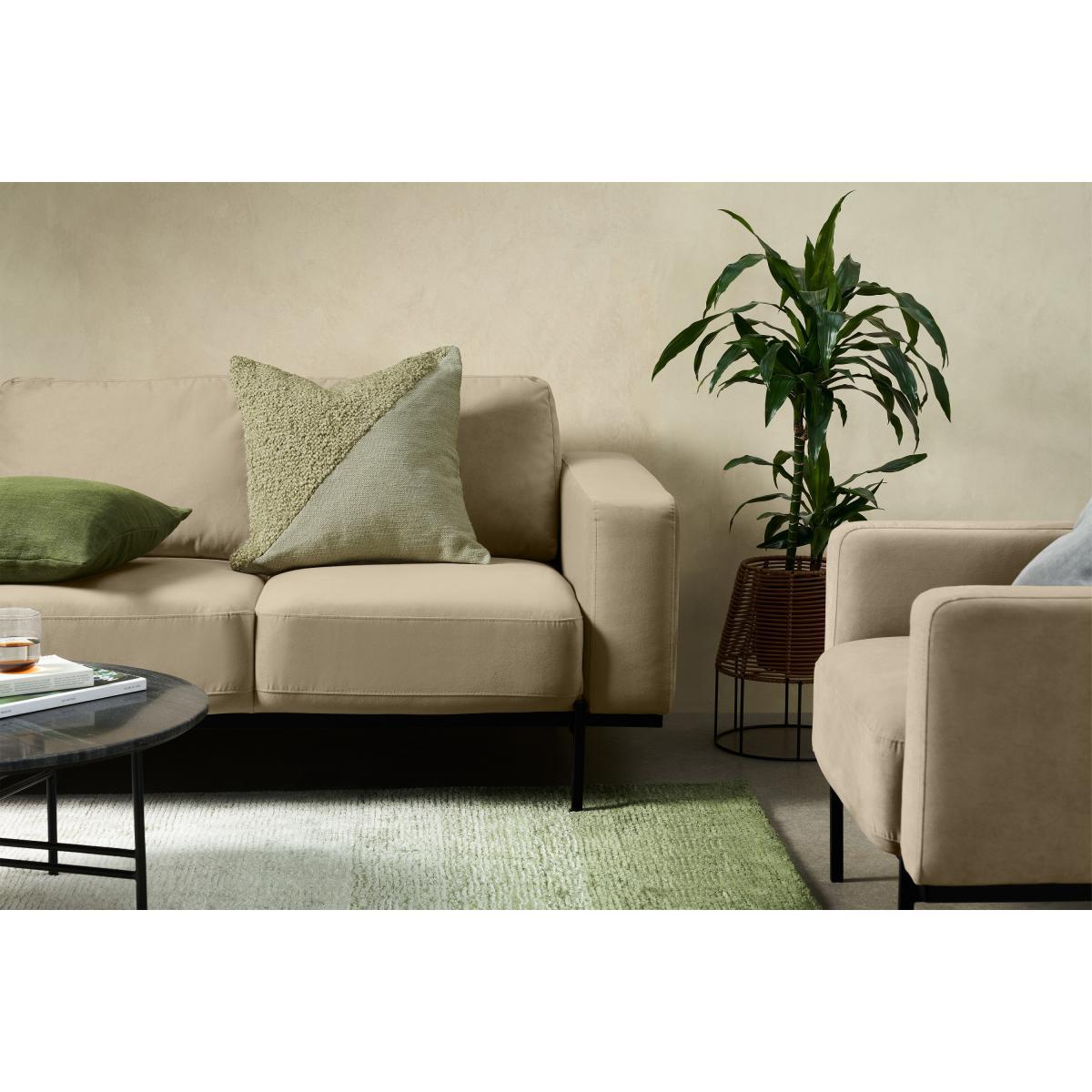 Opie Textured Cotton Cushion, 50 x 50cm, Green – image 3