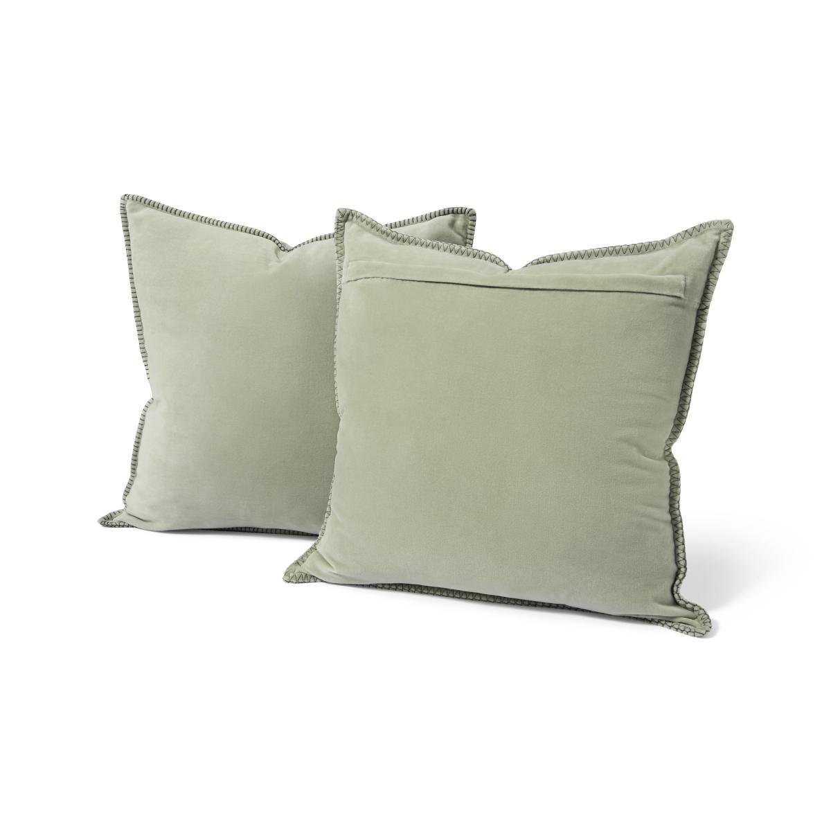 Allura Set of 2 100% Cotton Velvet Cushions, 50 x 50 cm, Sage Green – image 5