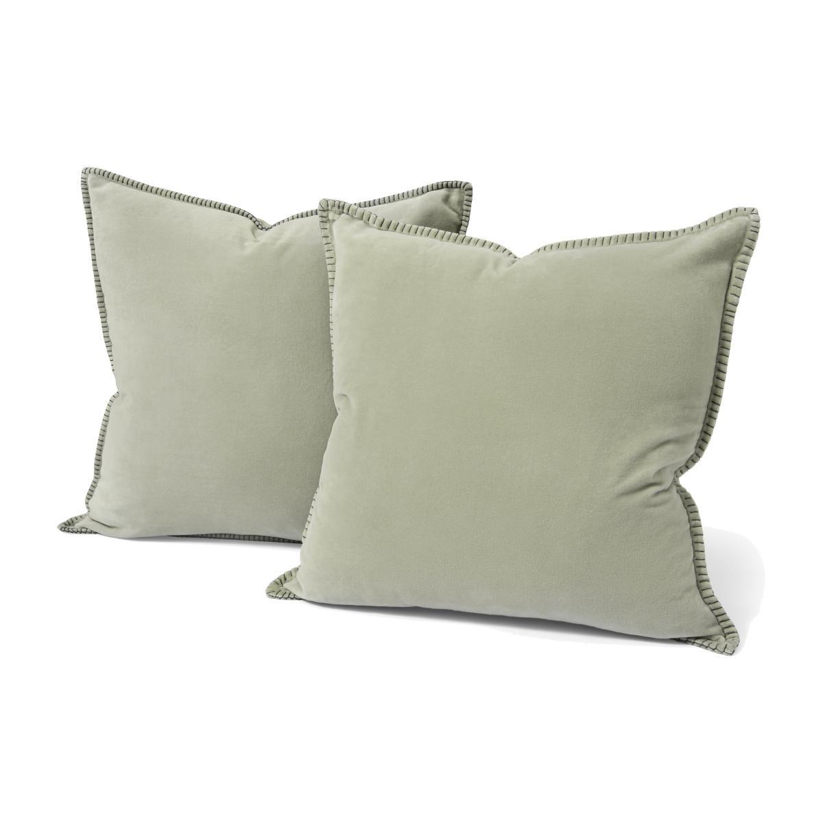 Allura Set of 2 100% Cotton Velvet Cushions, 50 x 50 cm, Sage Green – image 1