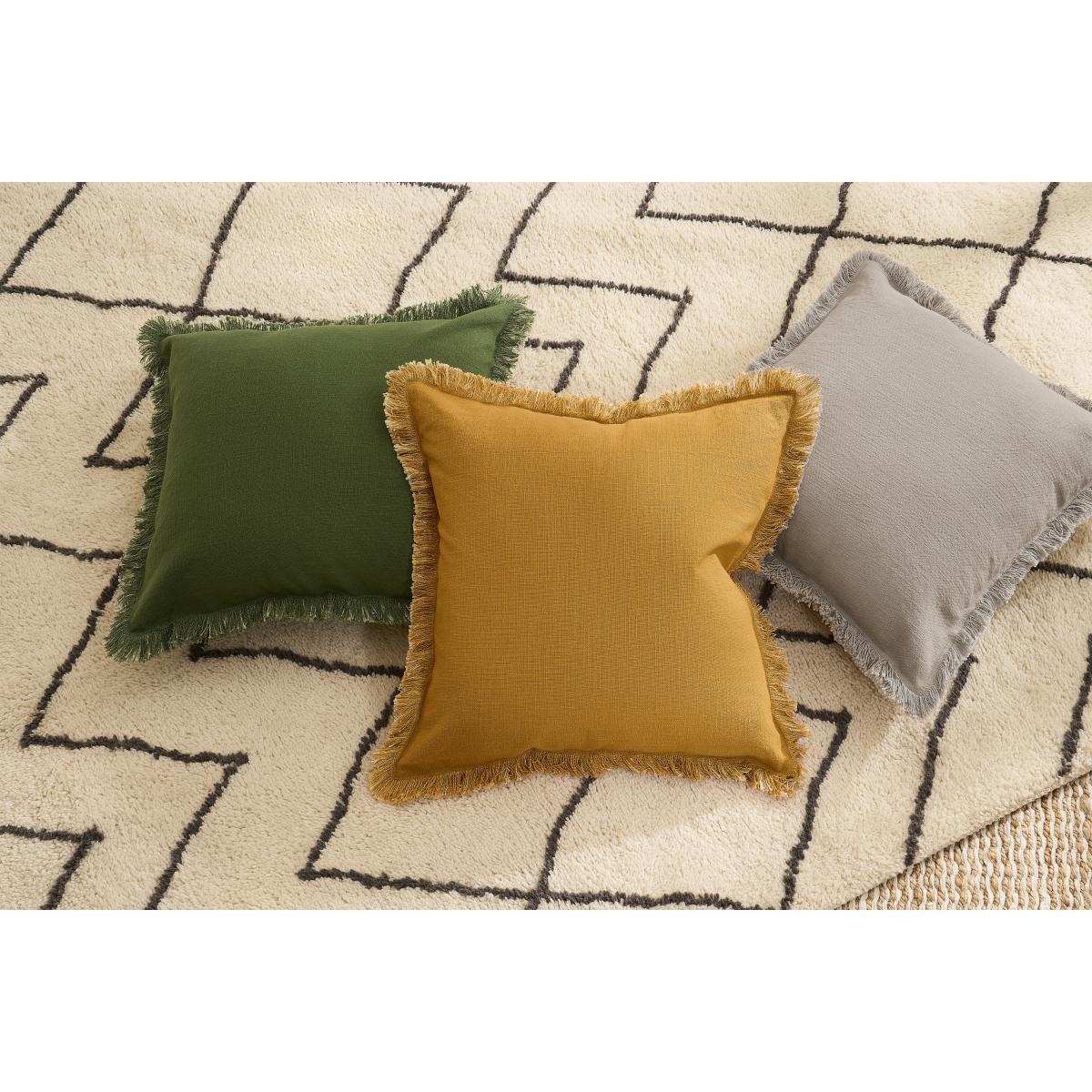 Sheedy Set of 2 Fringed Cushions, 45 x 45cm, Mustard & Plaster Pink – image 3
