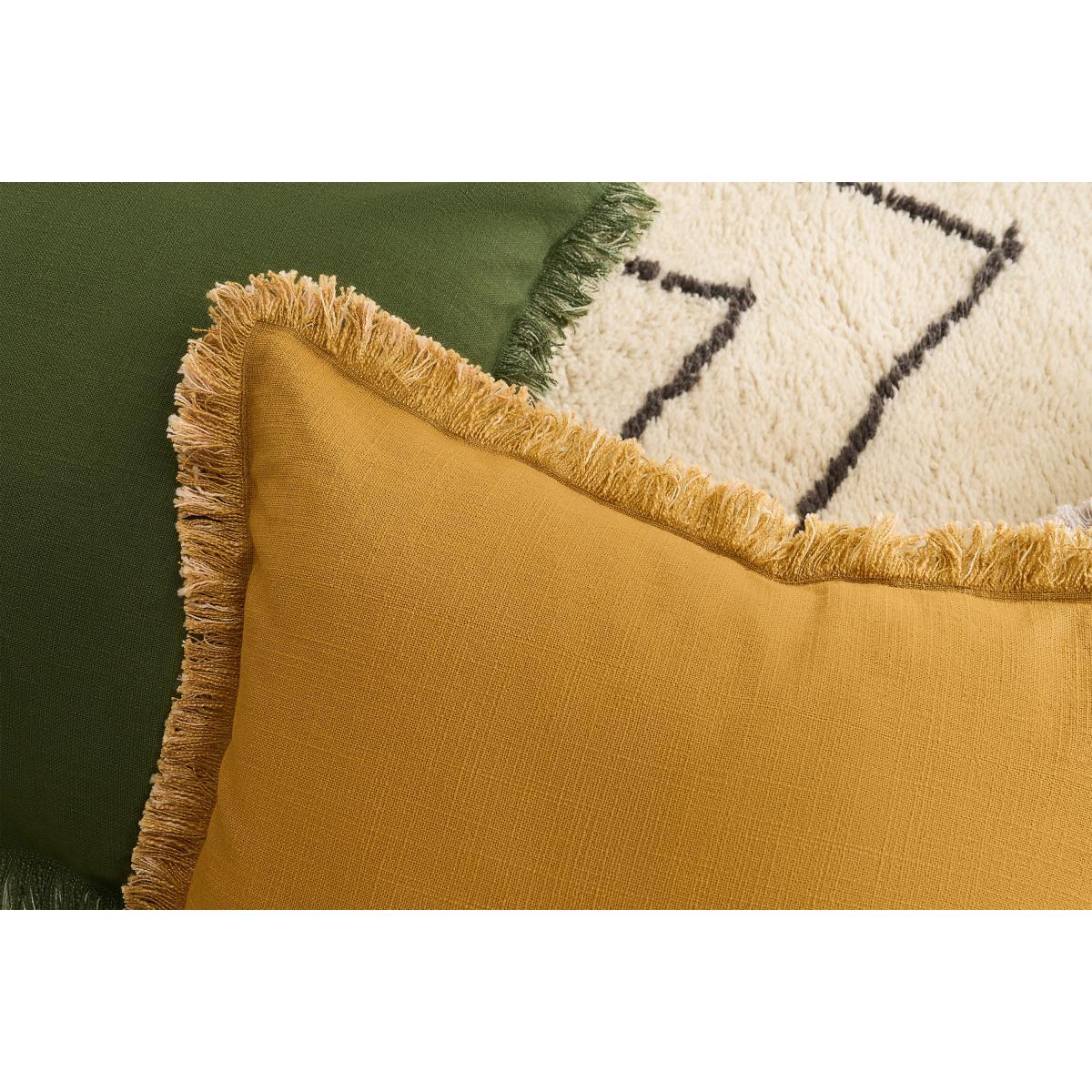 Sheedy Set of 2 Fringed Cushions, 45 x 45cm, Mustard & Plaster Pink – image 4