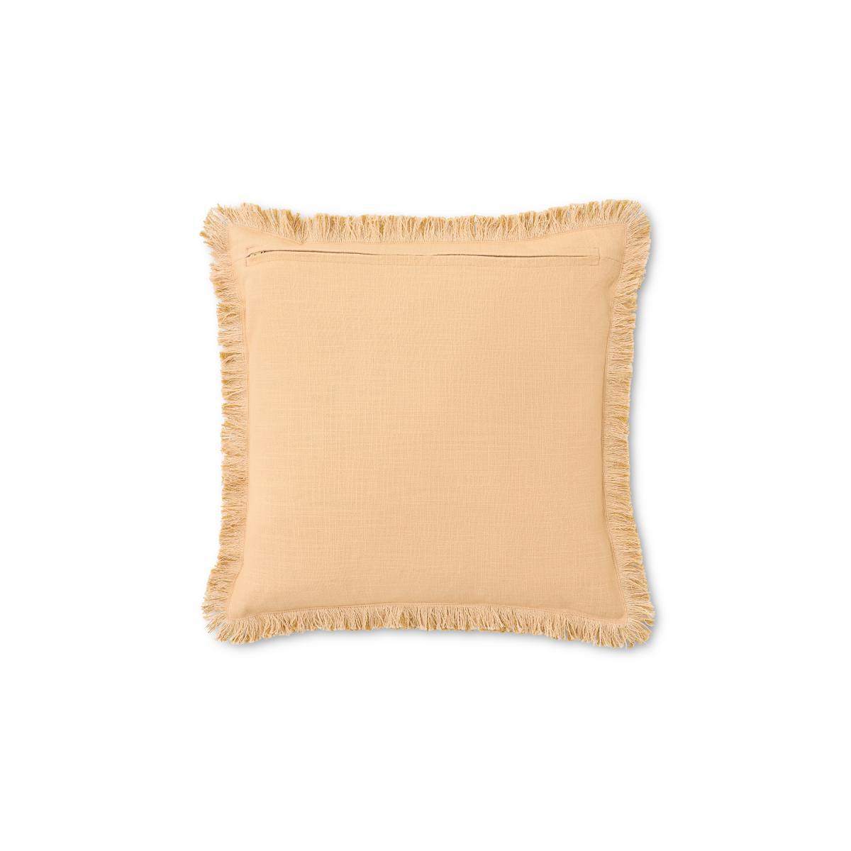 Sheedy Set of 2 Fringed Cushions, 45 x 45cm, Mustard & Plaster Pink – image 5