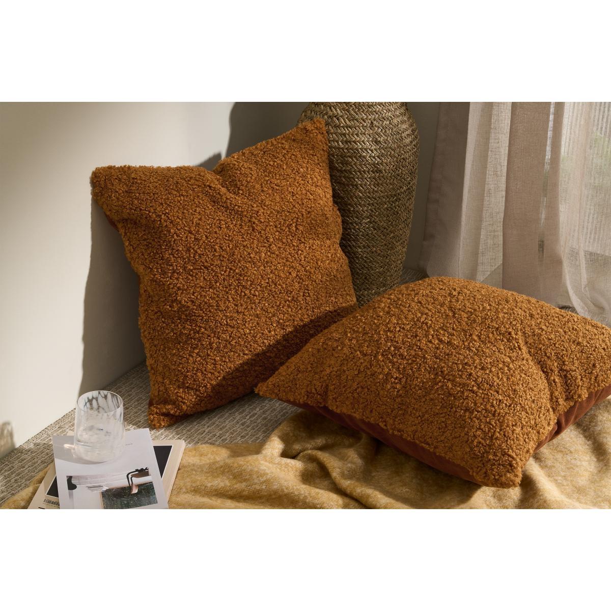 Mirny Set of 2 Boucle Cushions, 55 x 55cm, Terracotta – image 3