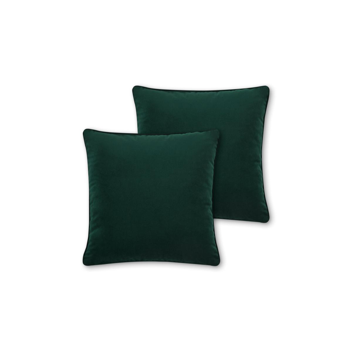 Julius Set of 2 Velvet Cushions, 59 x 59cm, Forest Green – image 2