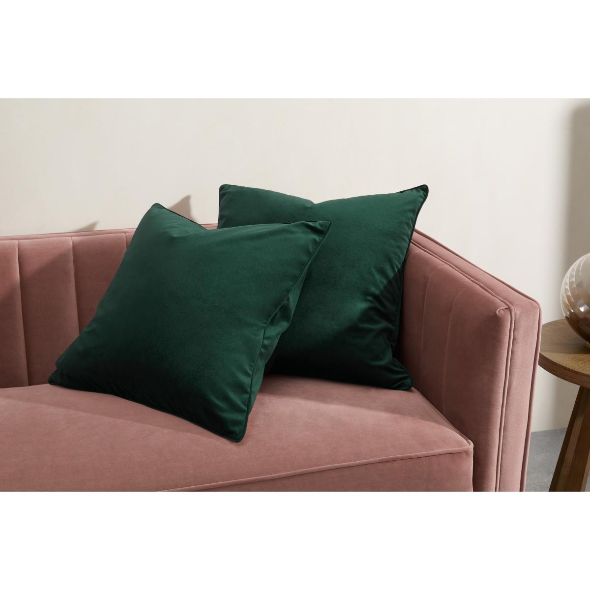 Julius Set of 2 Velvet Cushions, 59 x 59cm, Forest Green – image 3