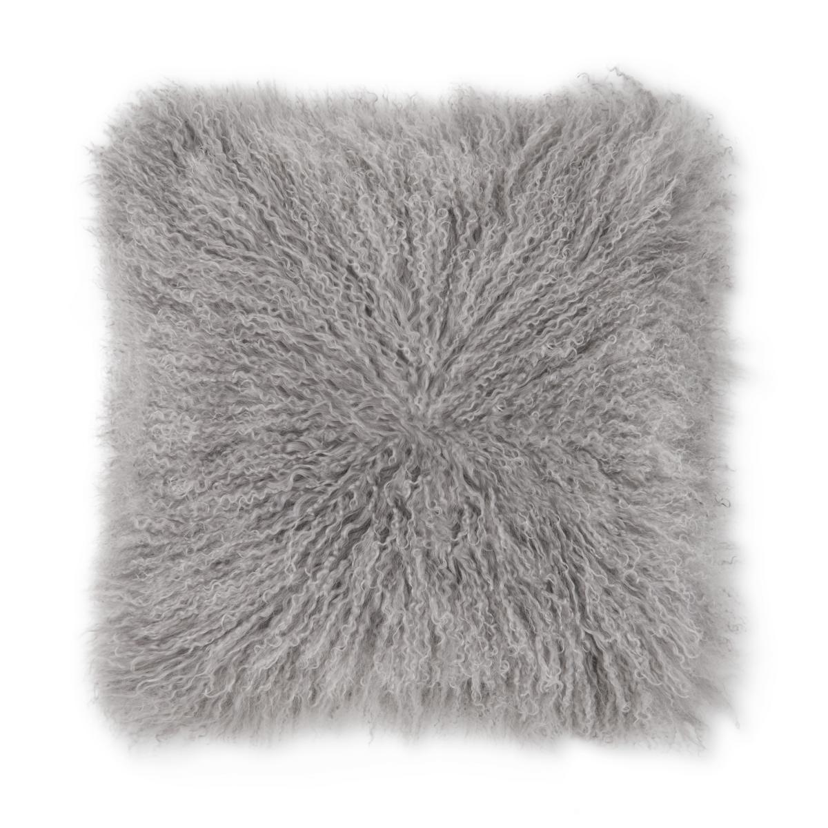 Haddie Mongolian Fur Cushion 45 x 45cm, Grey – image 2