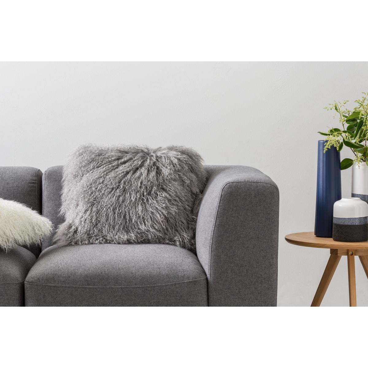 Haddie Mongolian Fur Cushion 45 x 45cm, Grey – image 5