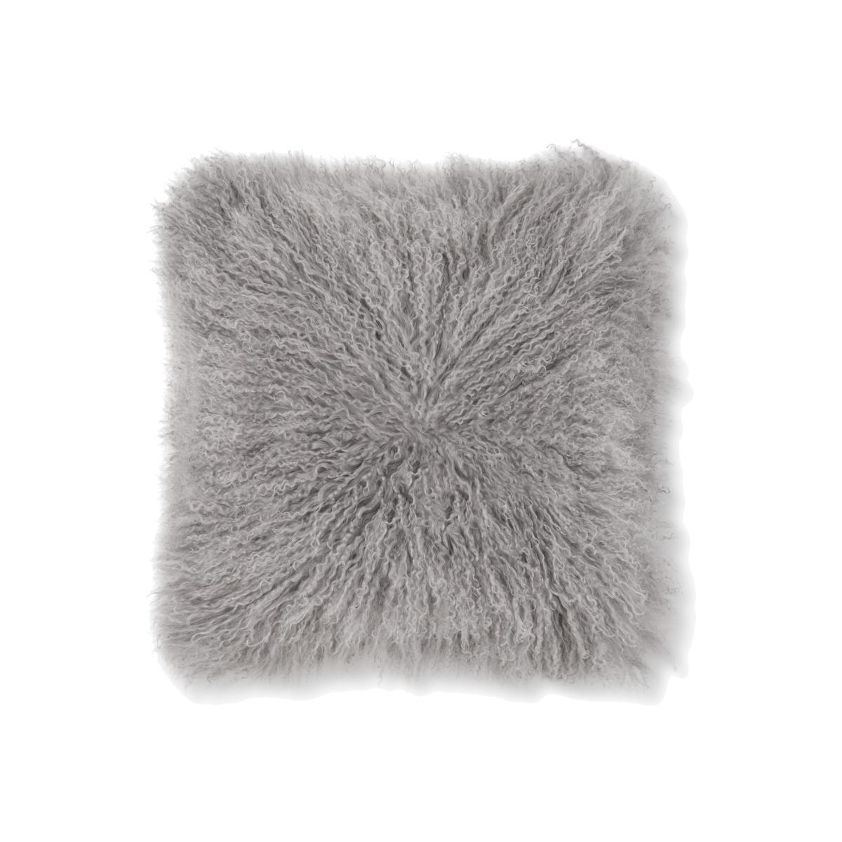 Haddie Mongolian Fur Cushion 45 x 45cm, Grey – image 1