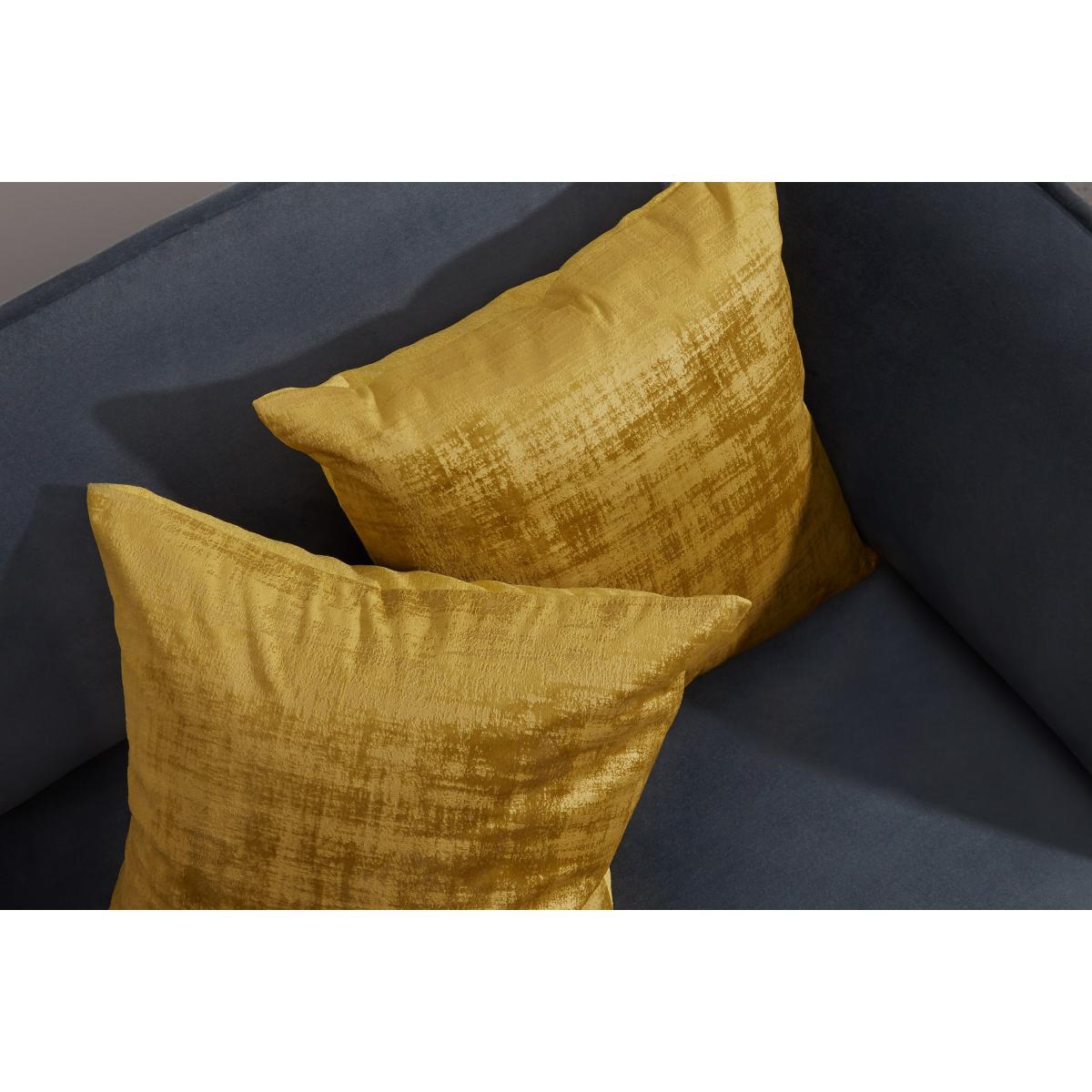 Tabitha Set of 2 Distressed Velvet Cushions, 45 x 45cm, Dark Saffron Yellow – image 5