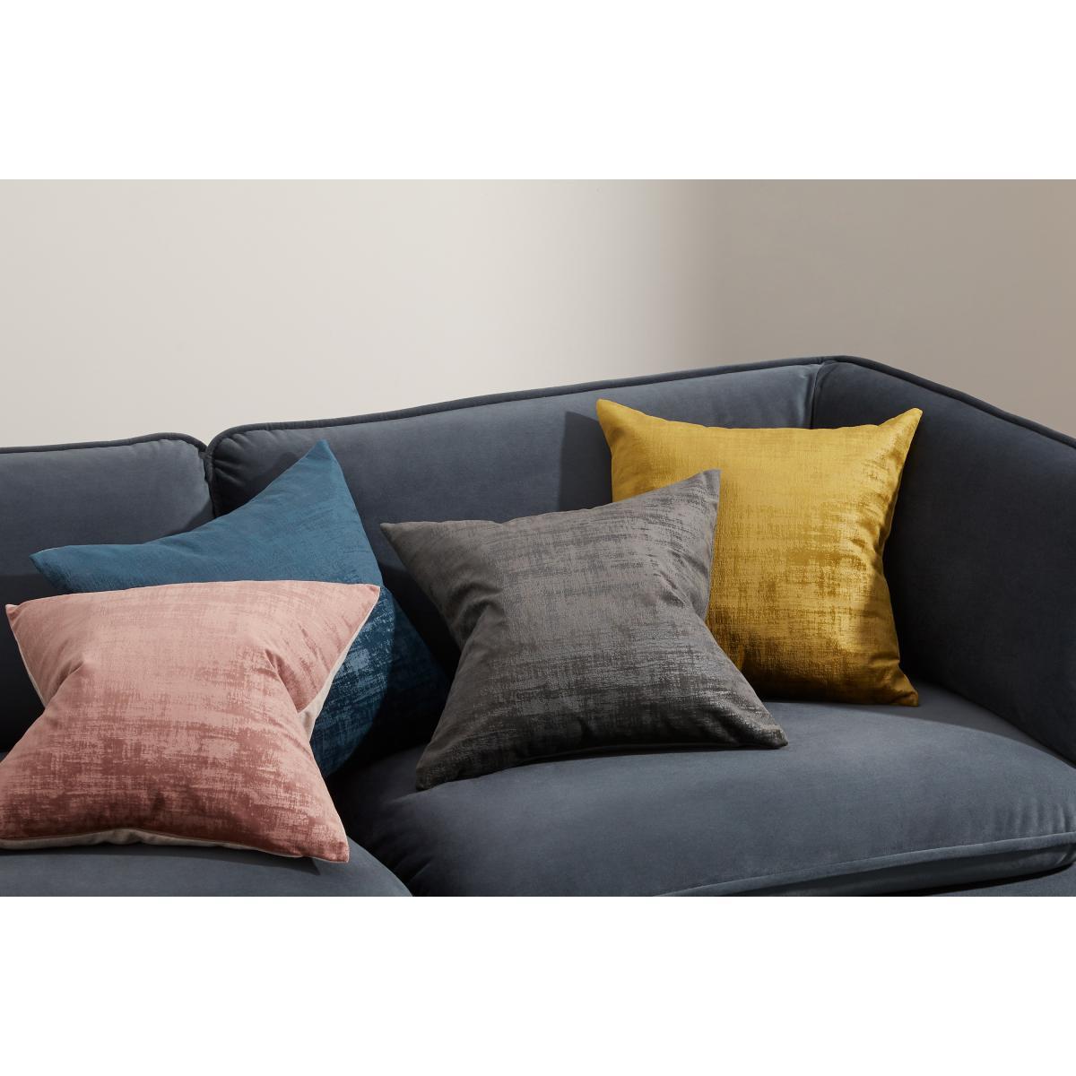 Tabitha Set of 2 Distressed Velvet Cushions, 45 x 45cm, Dark Saffron Yellow – image 7