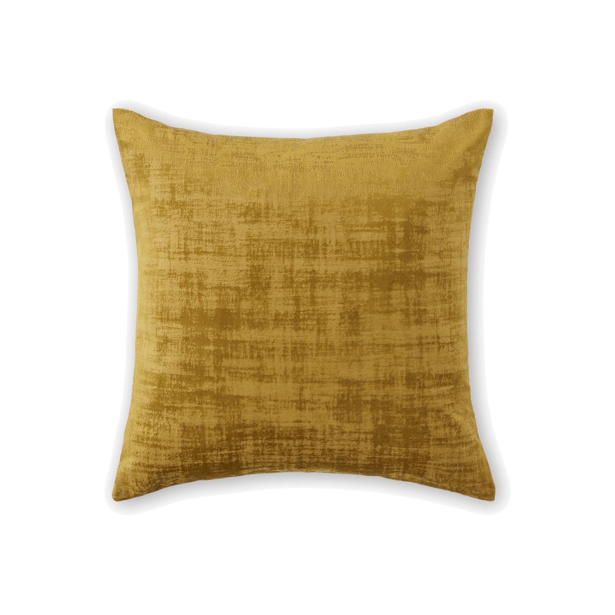 Tabitha Set of 2 Distressed Velvet Cushions, 45 x 45cm, Dark Saffron Yellow – image 1