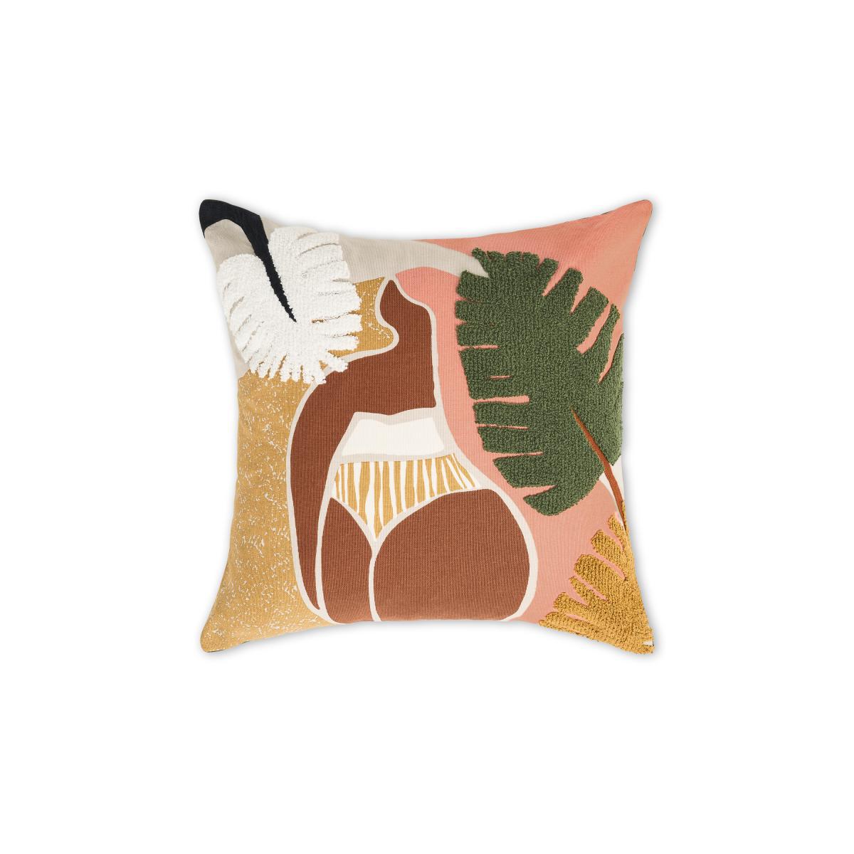 Zonje Embroidered Cushion, 45 x 45cm, Terracotta – image 2