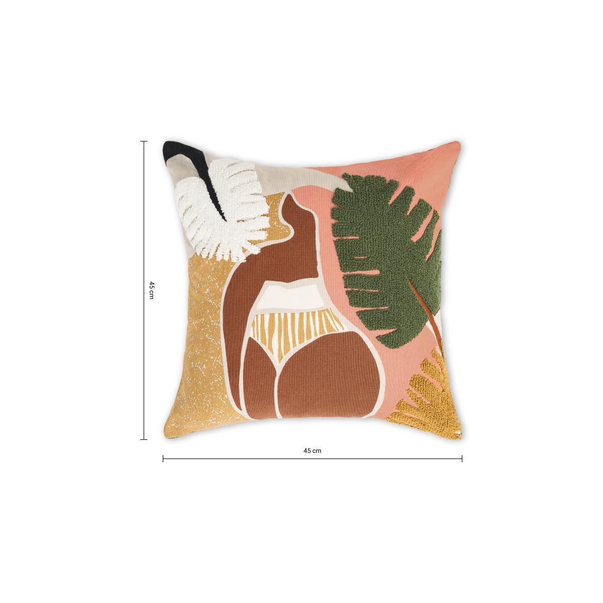 Zonje Embroidered Cushion, 45 x 45cm, Terracotta – image 7