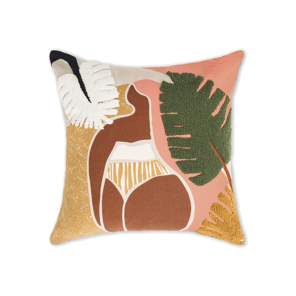 Zonje Embroidered Cushion, 45 x 45cm, Terracotta – image 1