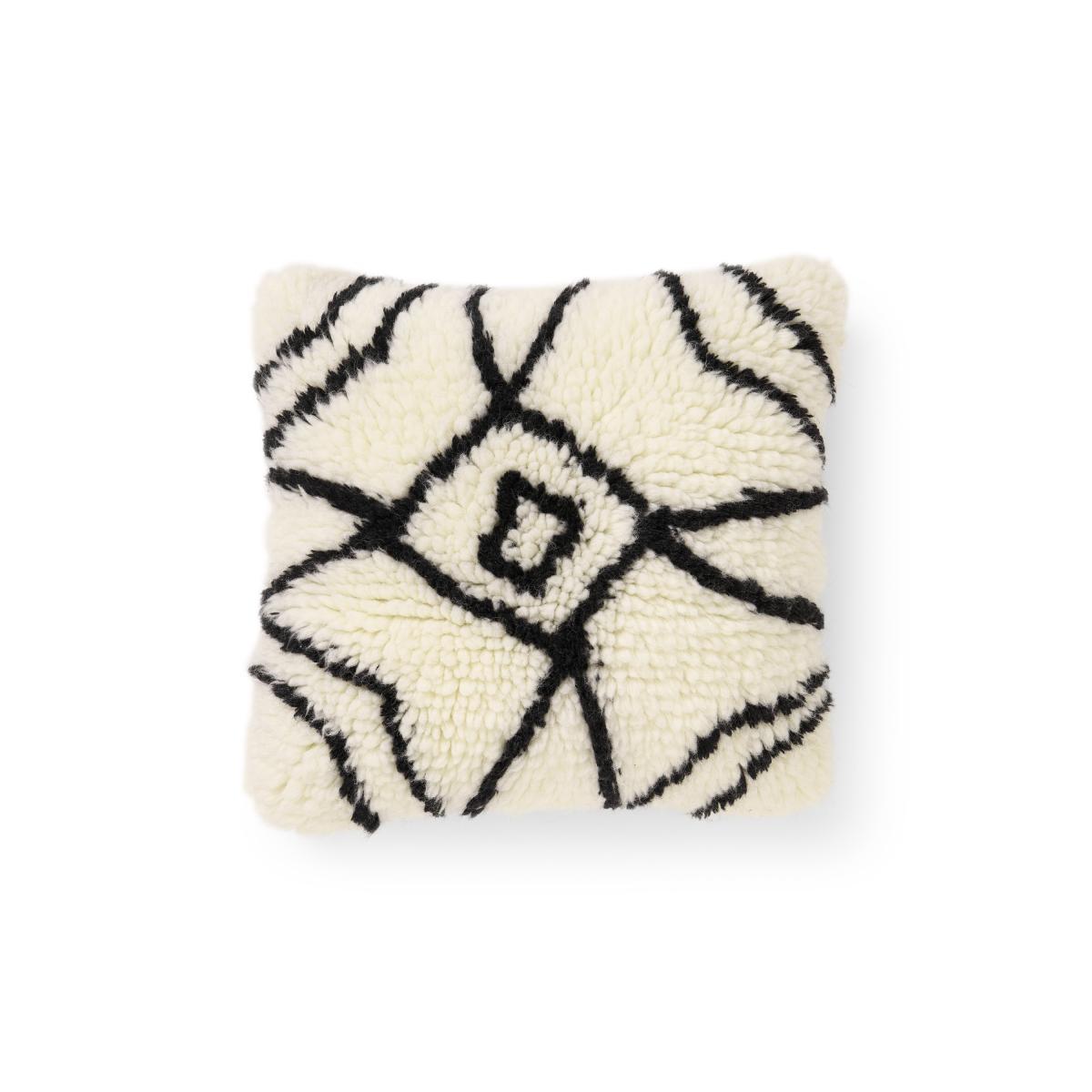 Susil Berber Style Wool Cushion, 48 x 48cm, Off-white & Black – image 2
