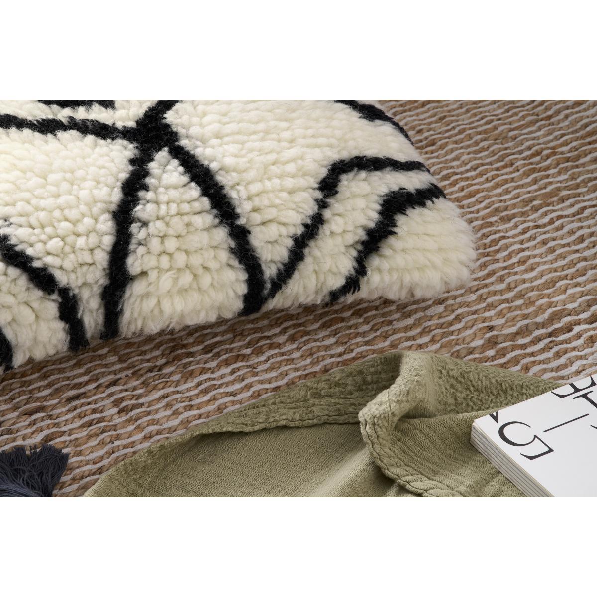 Susil Berber Style Wool Cushion, 48 x 48cm, Off-white & Black – image 4