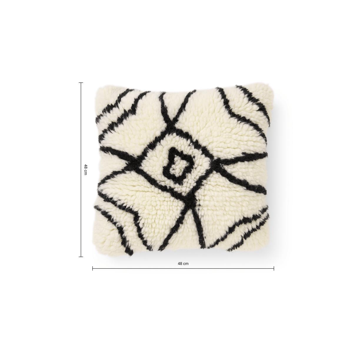 Susil Berber Style Wool Cushion, 48 x 48cm, Off-white & Black – image 7