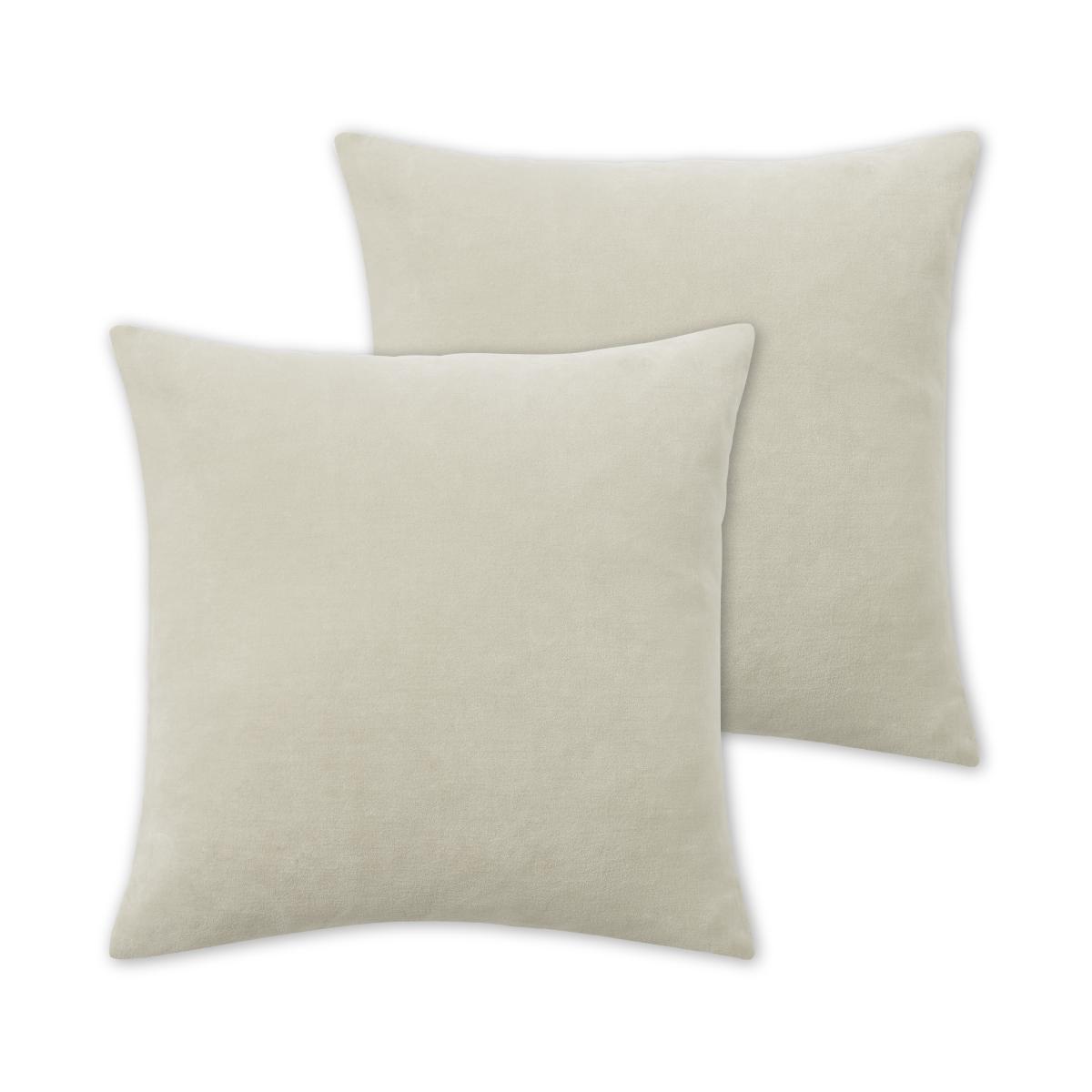 Lorna Set of 2 Velvet Cushions, 45 x 45cm, Soft Putty – image 2