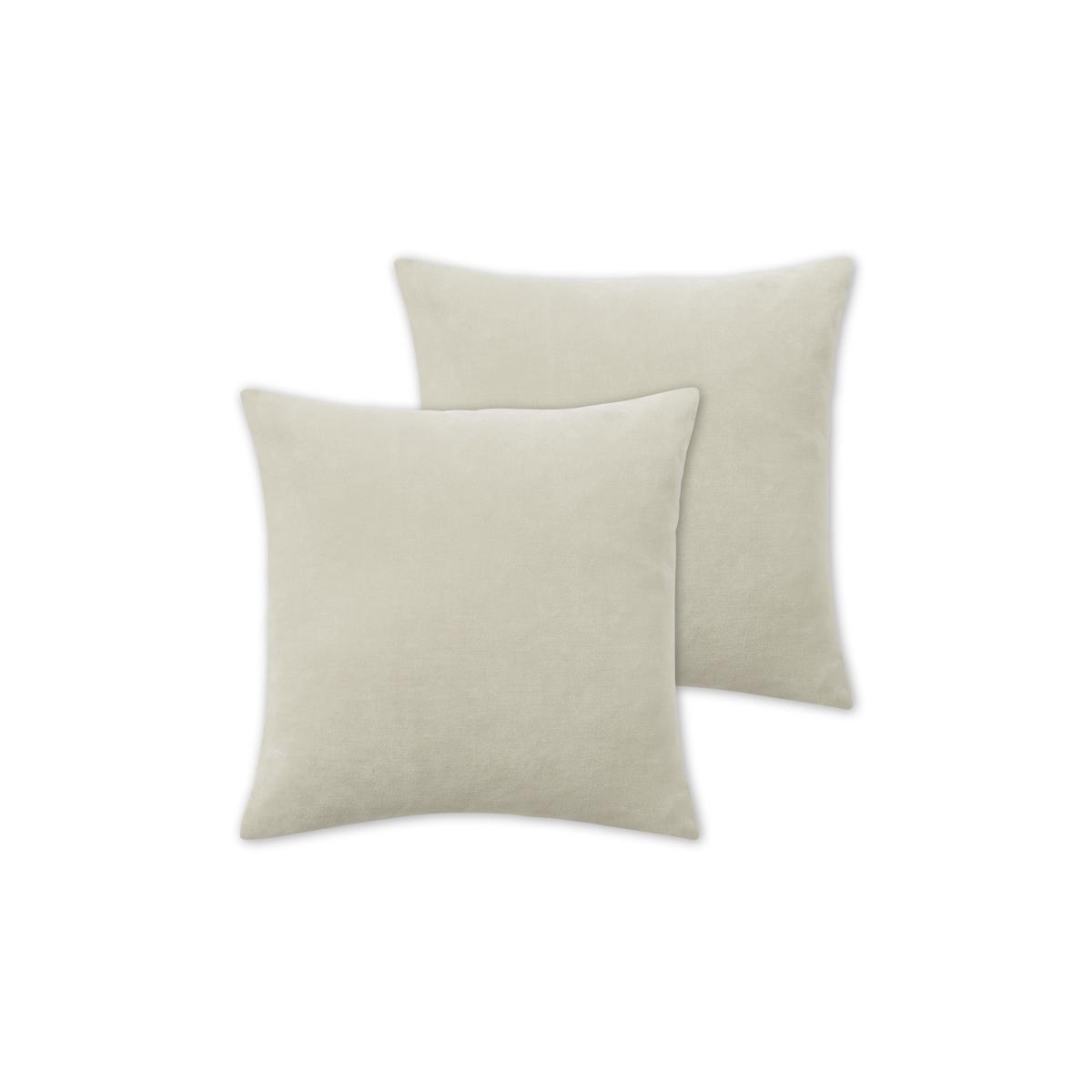 Lorna Set of 2 Velvet Cushions, 45 x 45cm, Soft Putty – image 3