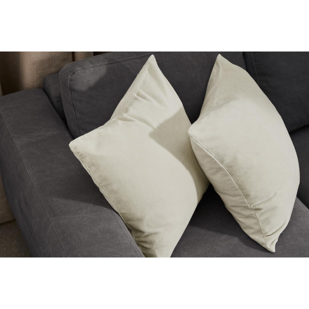 Lorna Set of 2 Velvet Cushions, 45 x 45cm, Soft Putty – image 5