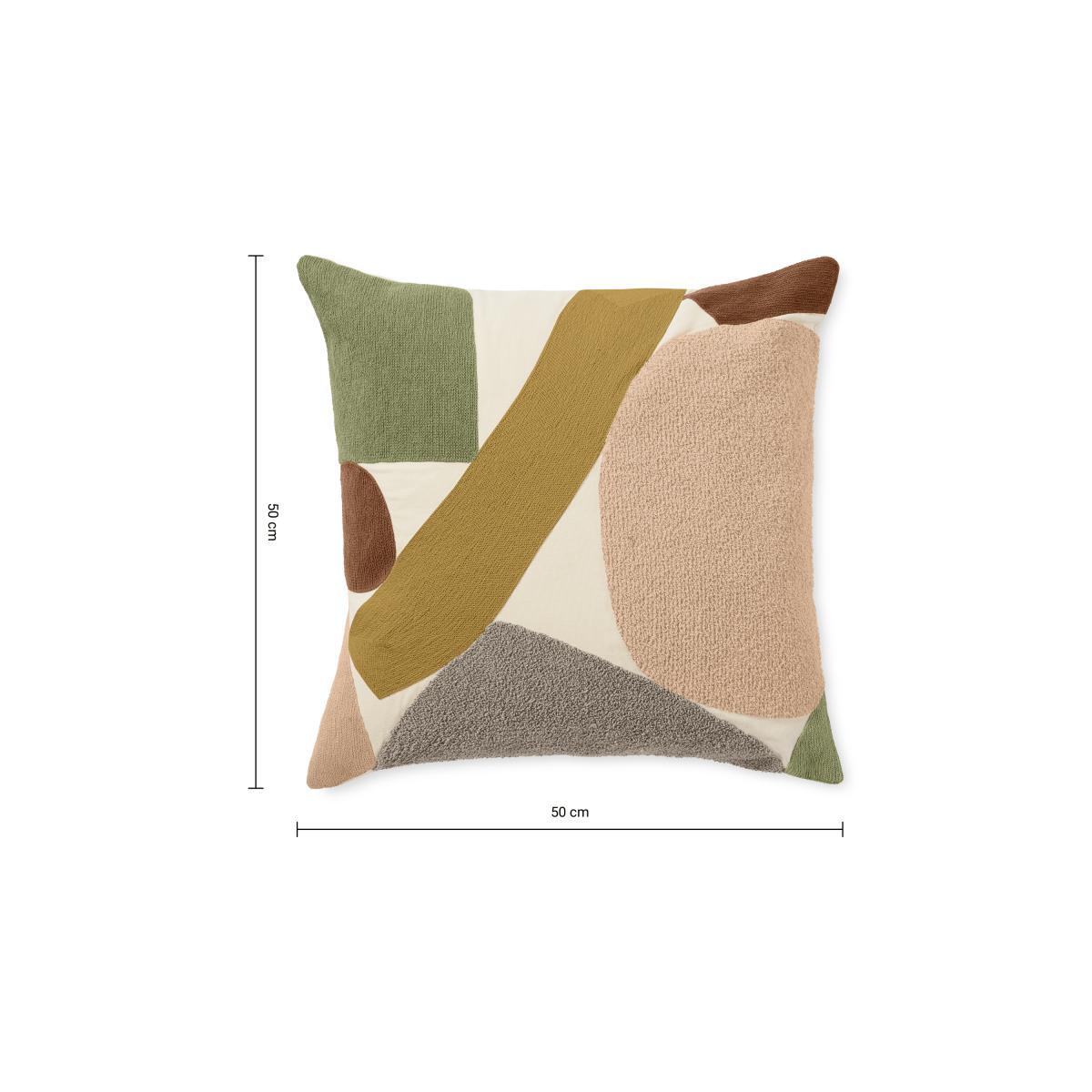 Isola Embroidered Cotton Cushion, 50 x 50cm, Multi – image 7