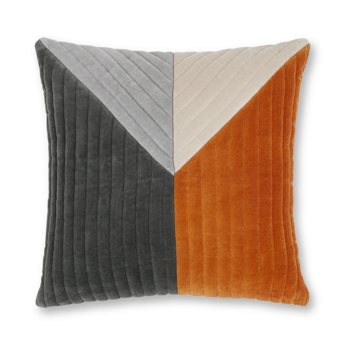 Balico Velvet Panelled Cushion, 45 x 45cm, Burnt Orange – image 2