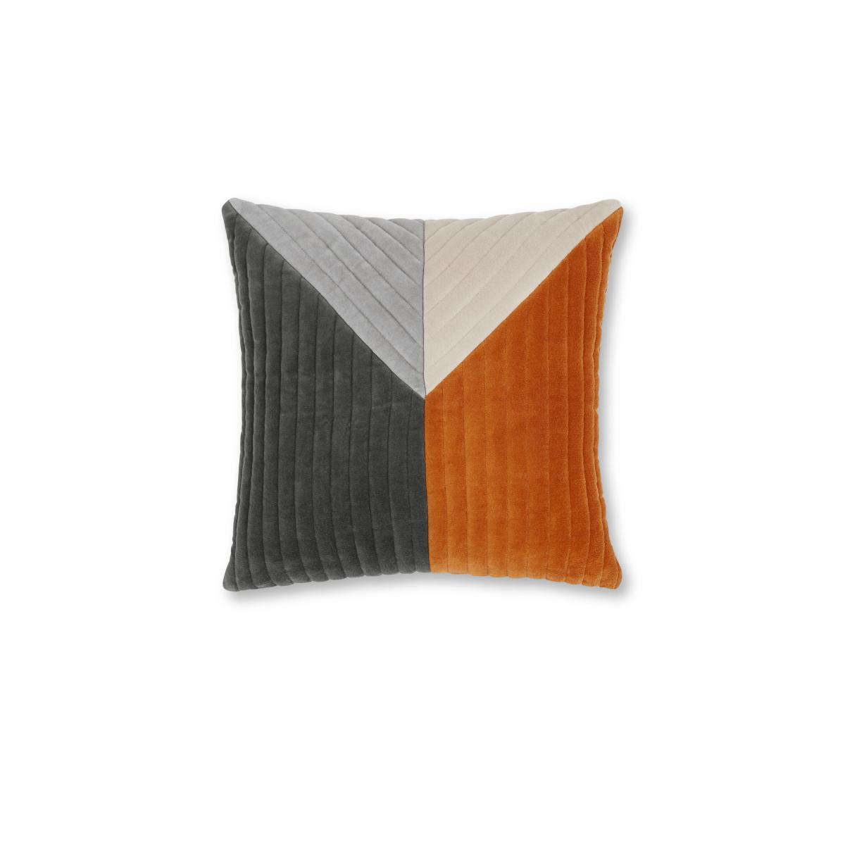 Balico Velvet Panelled Cushion, 45 x 45cm, Burnt Orange – image 3