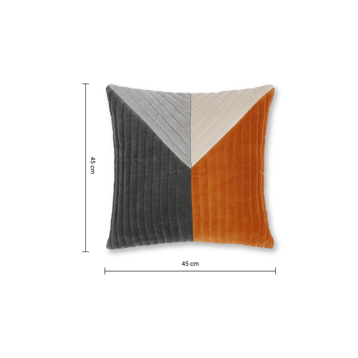 Balico Velvet Panelled Cushion, 45 x 45cm, Burnt Orange – image 8