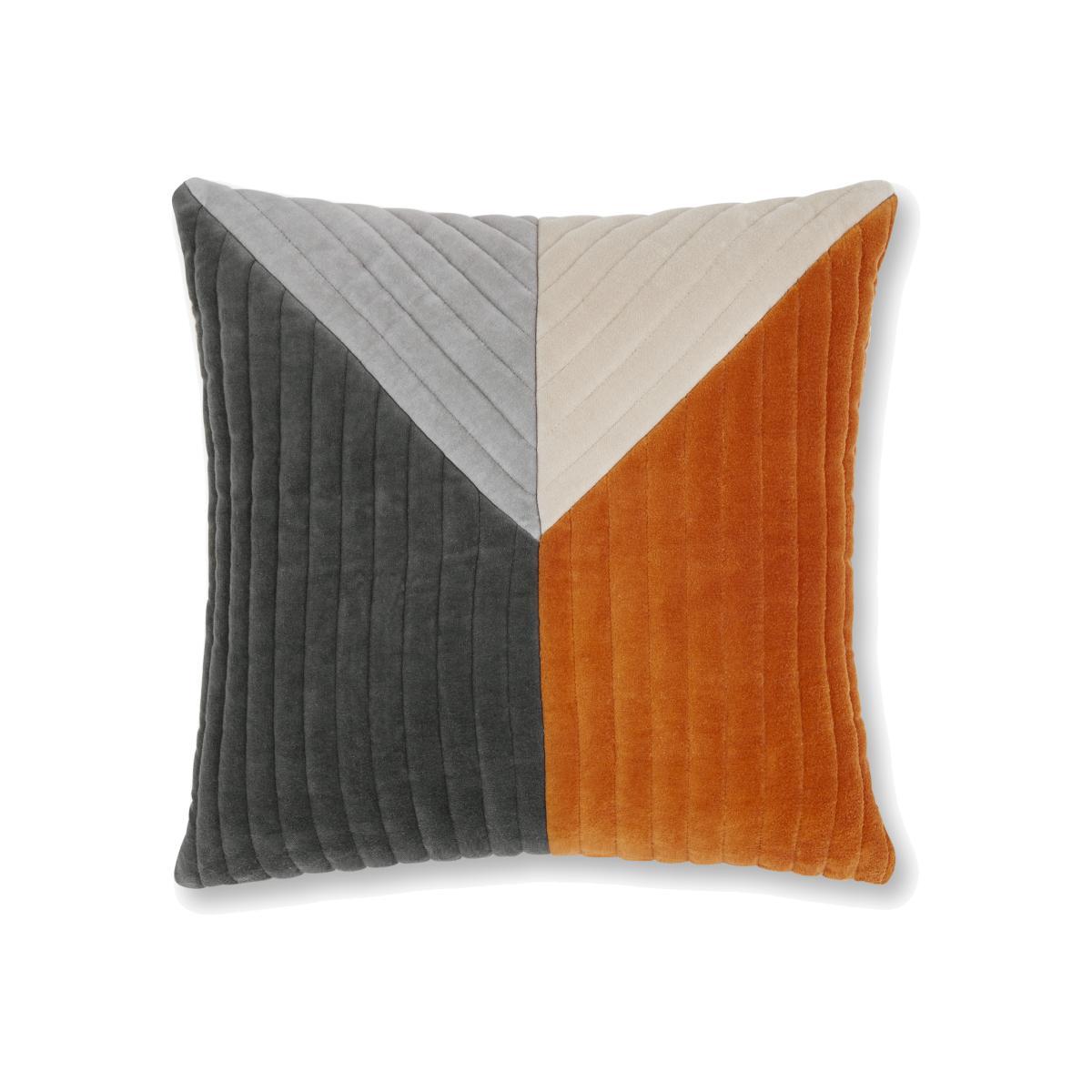 Balico Velvet Panelled Cushion, 45 x 45cm, Burnt Orange – image 1