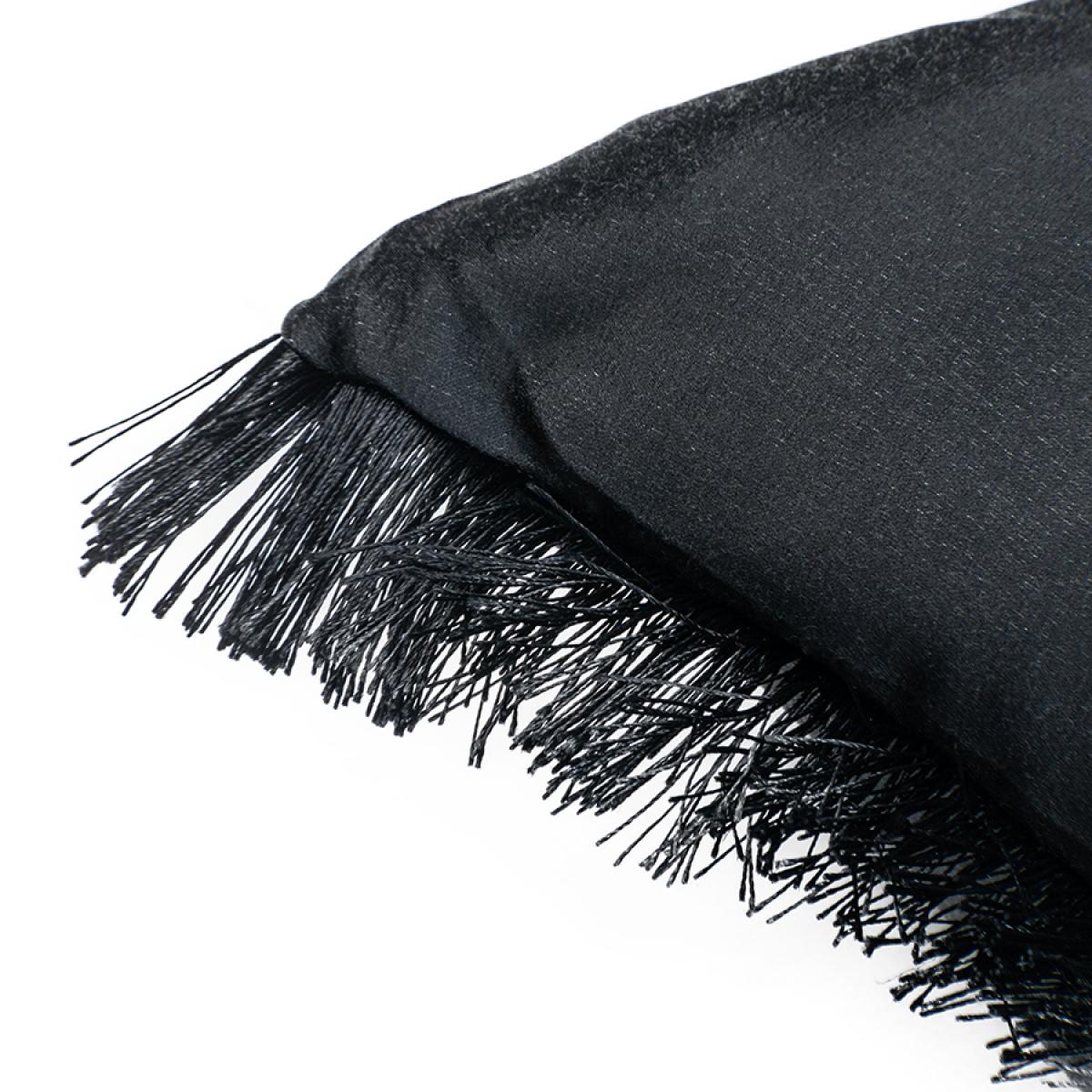Black Crepe Fringed Square Cushion – image 2