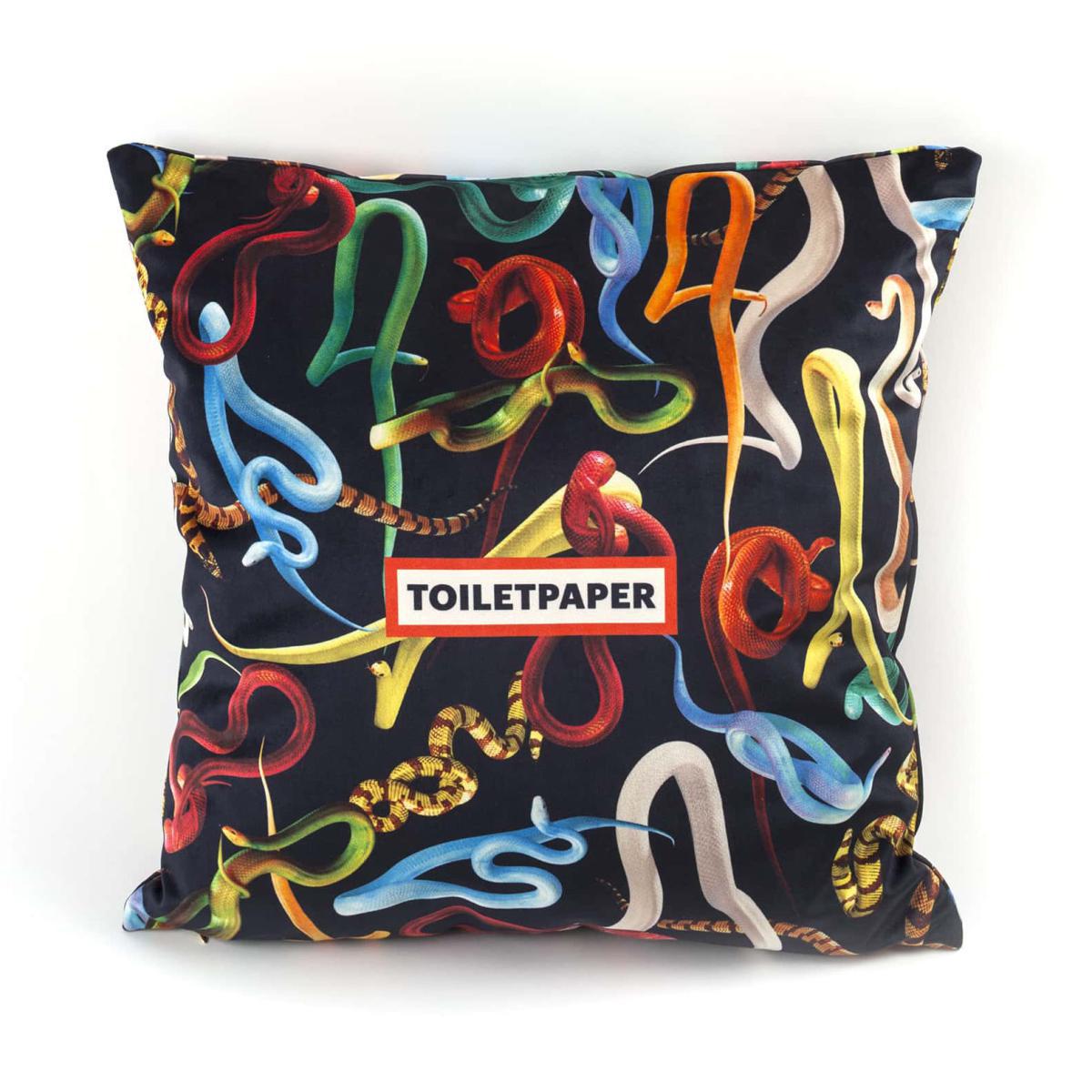 Toiletpaper Cushion - / Snakes - 50 x 50 cm by Seletti Multicoloured/Black – image 2