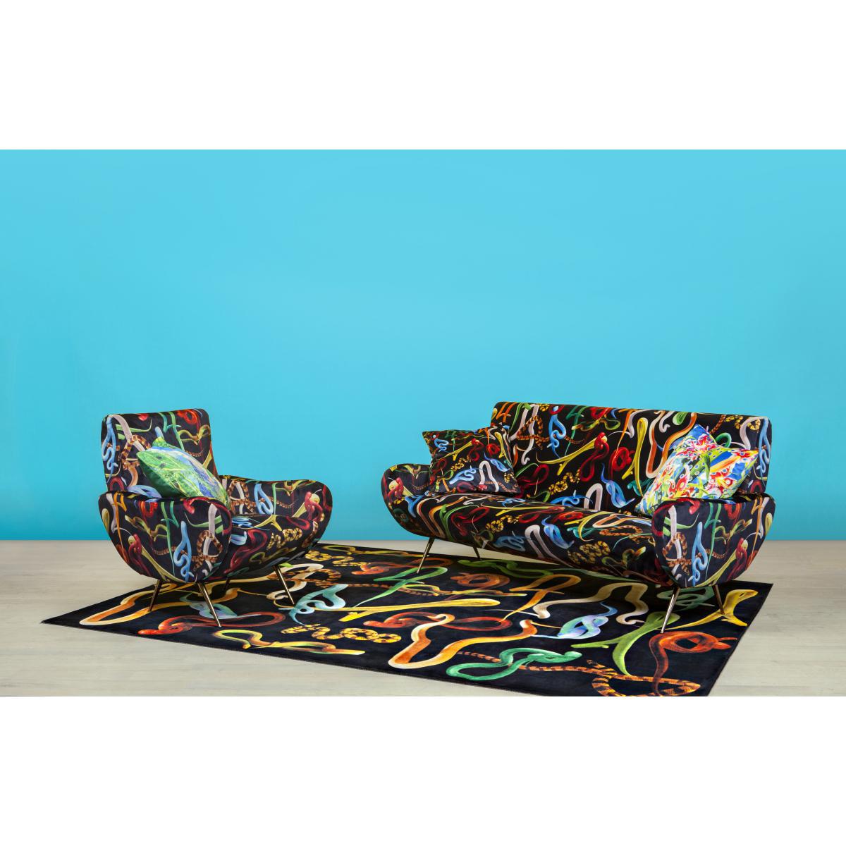 Toiletpaper Cushion - / Snakes - 50 x 50 cm by Seletti Multicoloured/Black – image 4