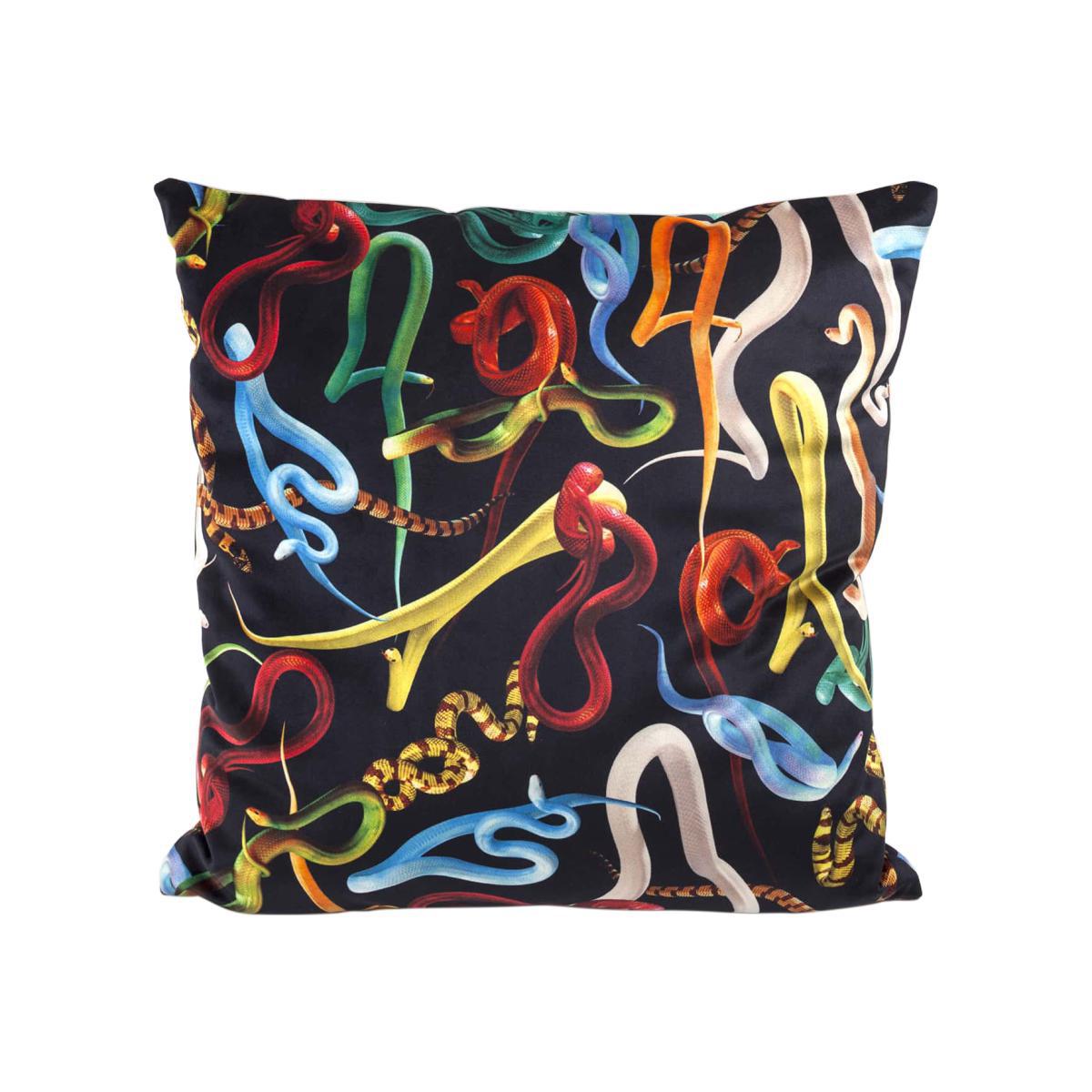 Toiletpaper Cushion - / Snakes - 50 x 50 cm by Seletti Multicoloured/Black – image 1