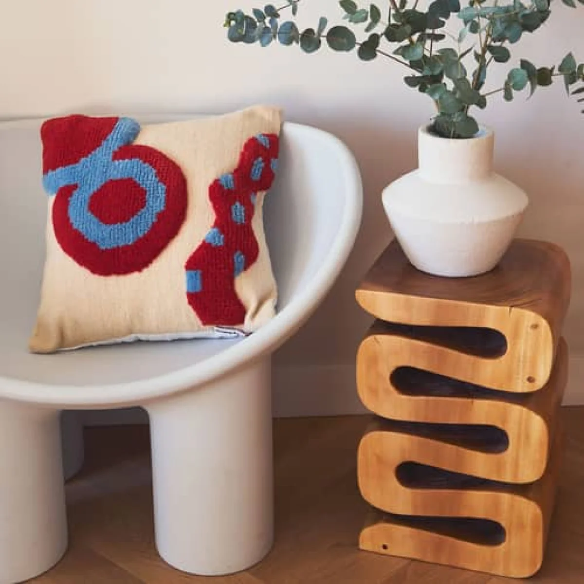 Sfera Cushion textile multicoloured / 45 x 45 cm - Handwoven recycled wool - COLORTHERAPIS – image 4