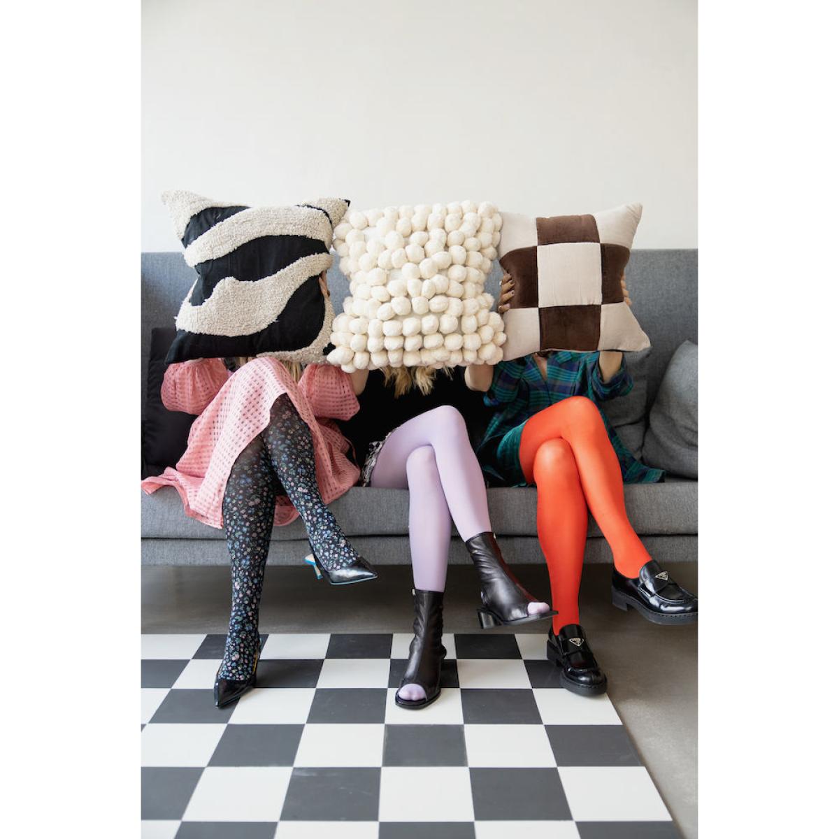 Fluffy cushion 50x50 cm Black-beige – image 2