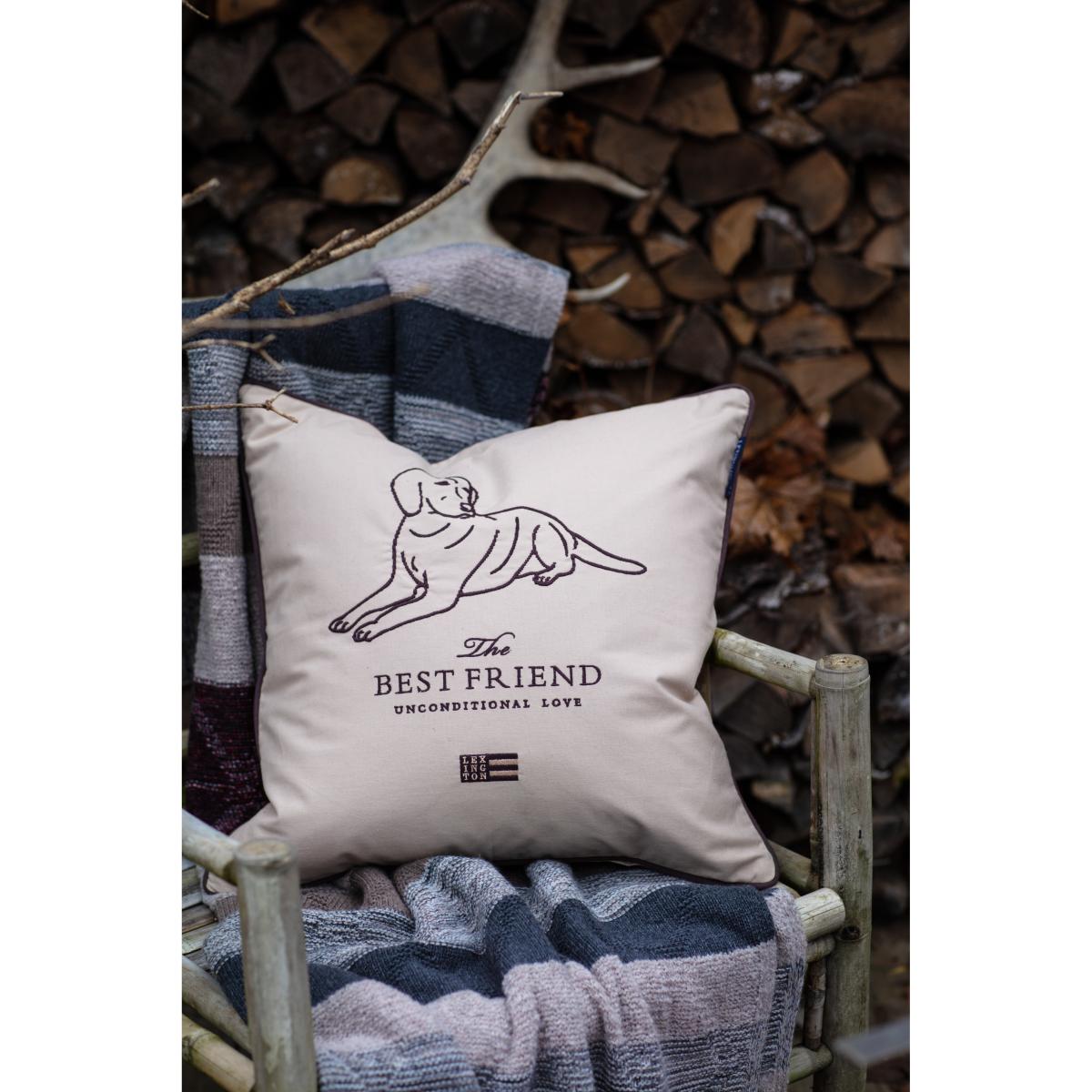 Best Friend Cotton Canvase pillowcase 50x50 cm Beige – image 4