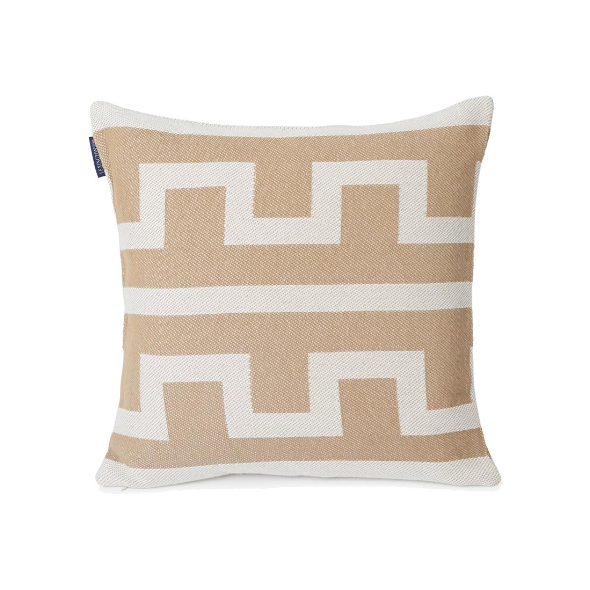 Graphic Recycled Cotton cushion cover 50x50 cm off white-beige – image 1