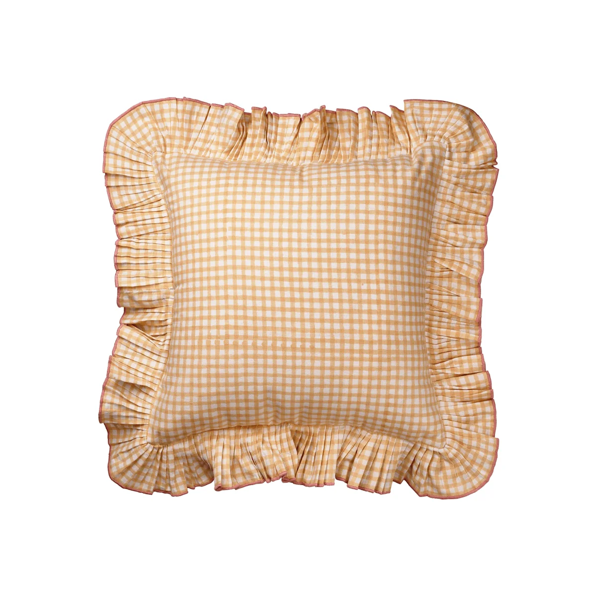 Pick a Poppy Vichy cushion Light Yellow 40x40 cm – image 1