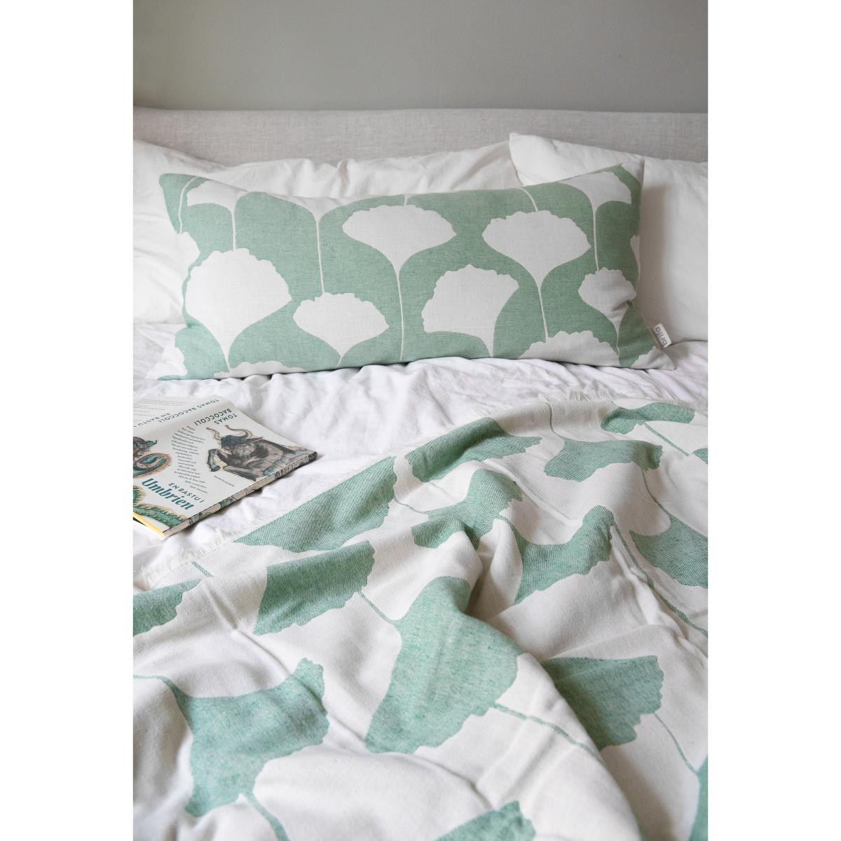 Ginko pillowcase 40x80 cm Green-white (Emerald) – image 4