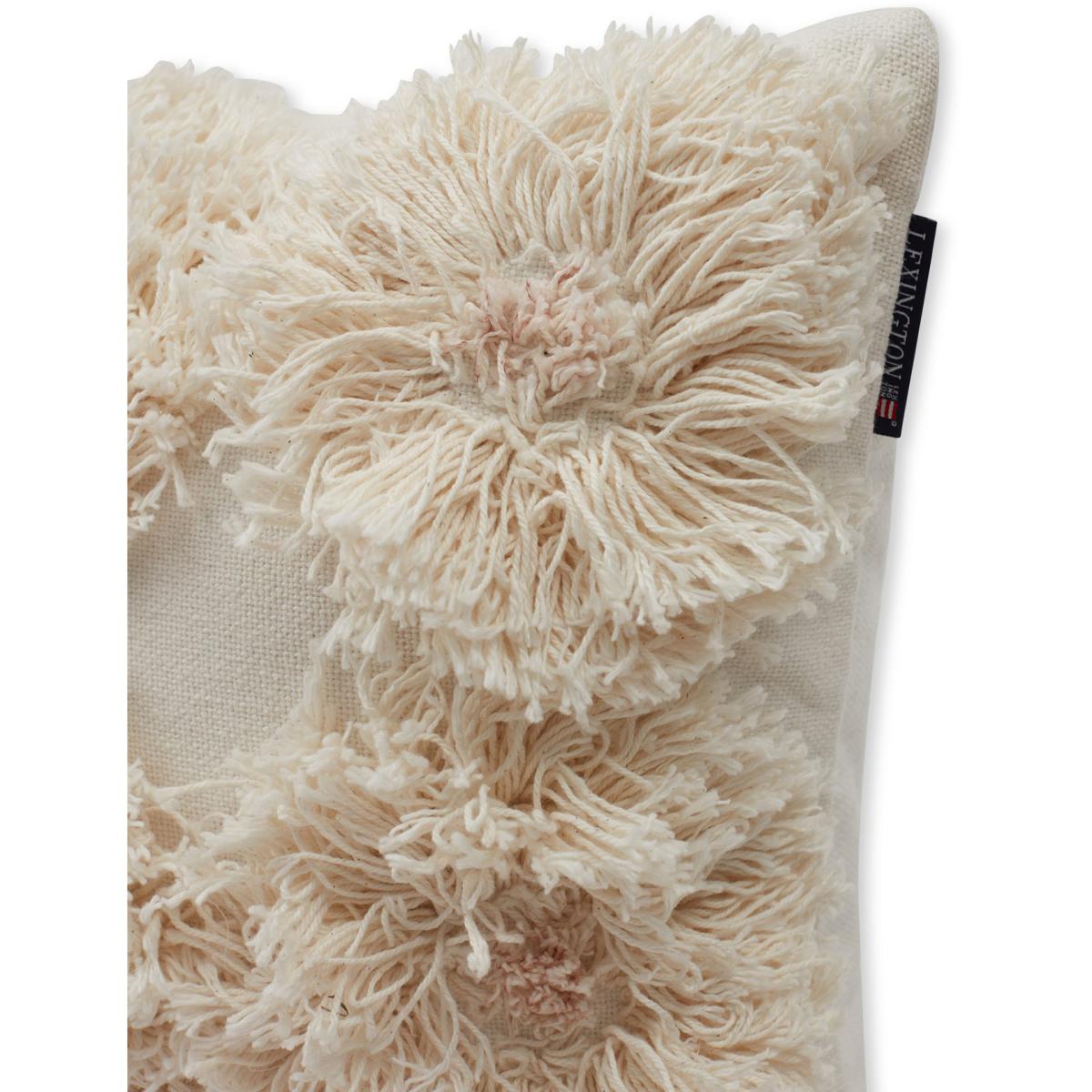 Rug Flower Recycled Cotton pillowcase 50x50 cm White – image 3