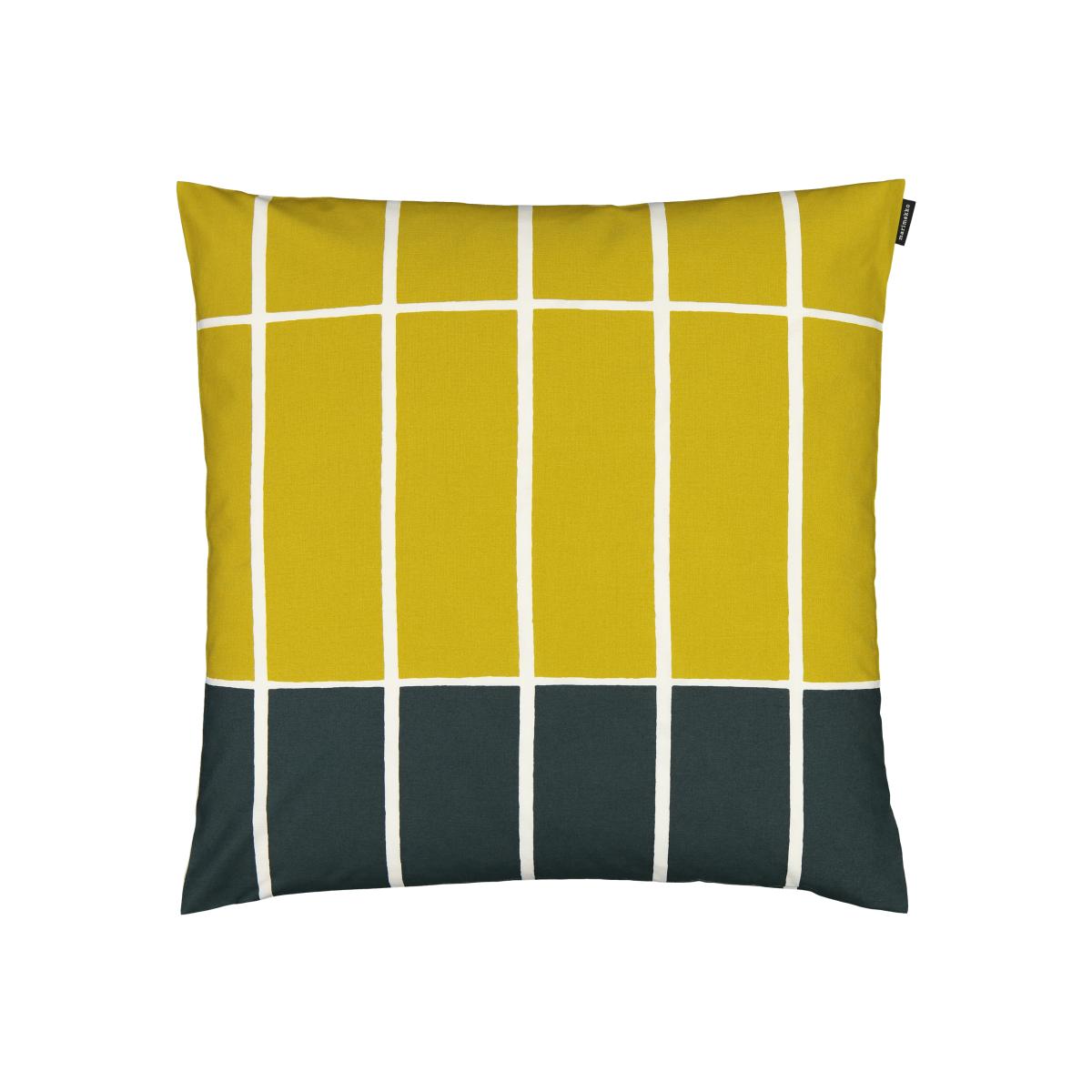 Tiiliskivi cushion cover 50x50 cm yellow-dark green