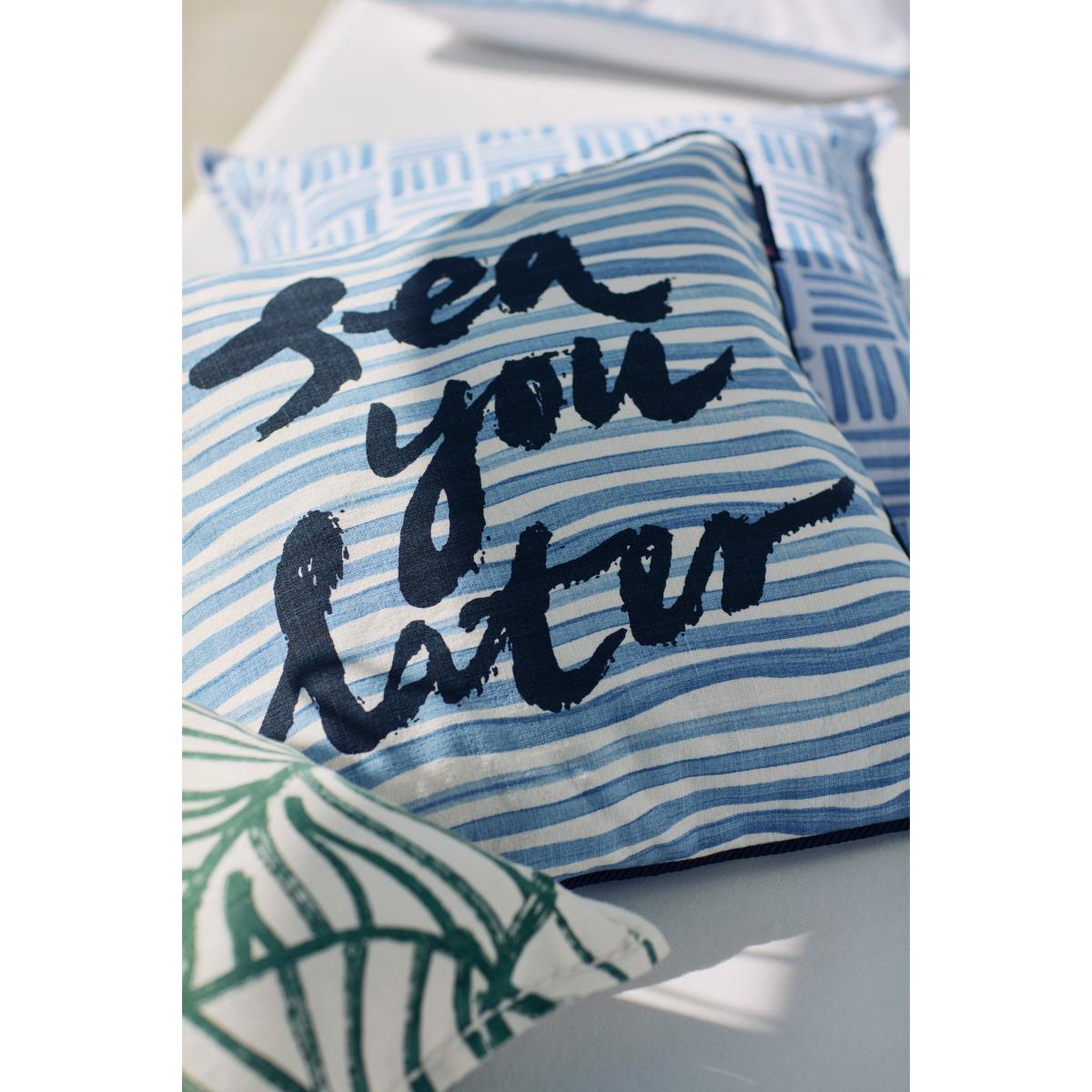 Sea You Later Cotton Canvase pillowcase 50x50 cm White-blue – image 5