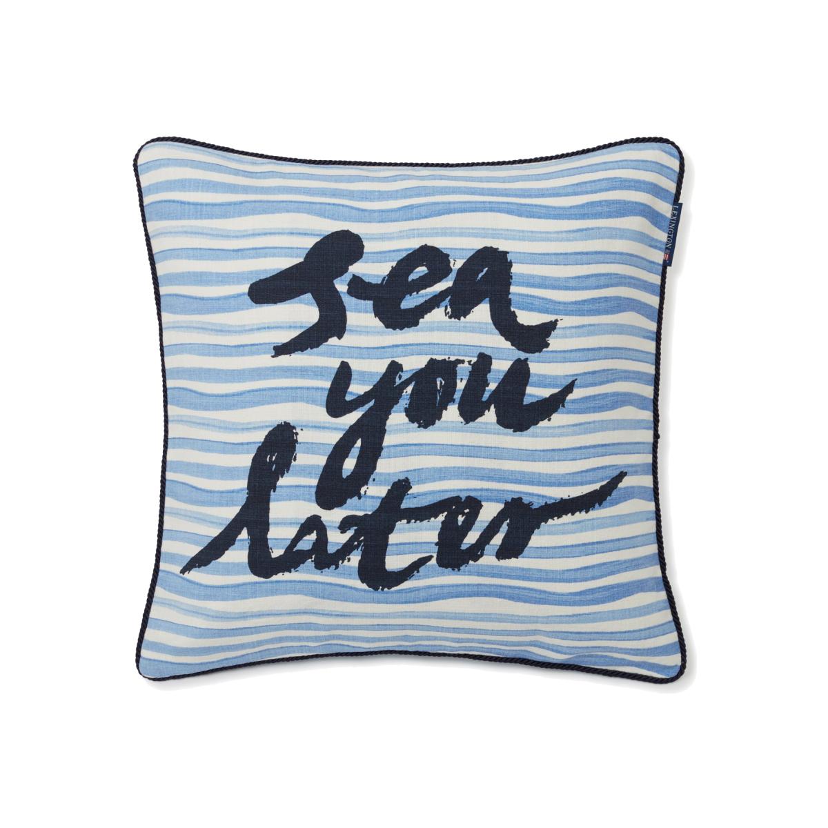 Sea You Later Cotton Canvase pillowcase 50x50 cm White-blue – image 1