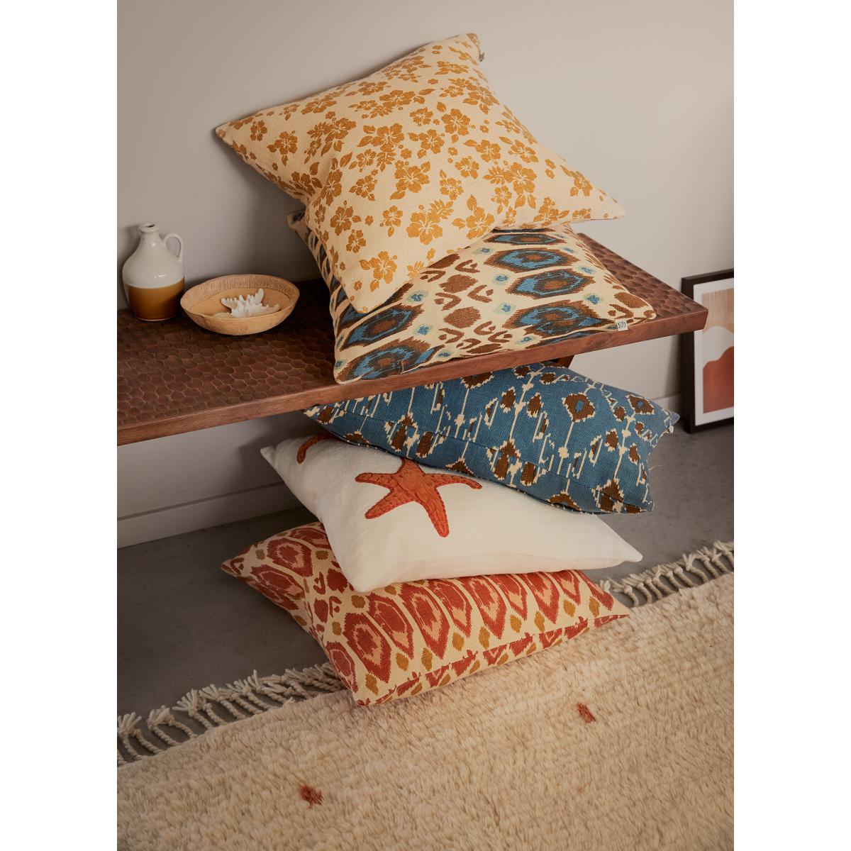 Ikat Goa pillowcase 60x40 cm Heaven blue-taupe – image 2