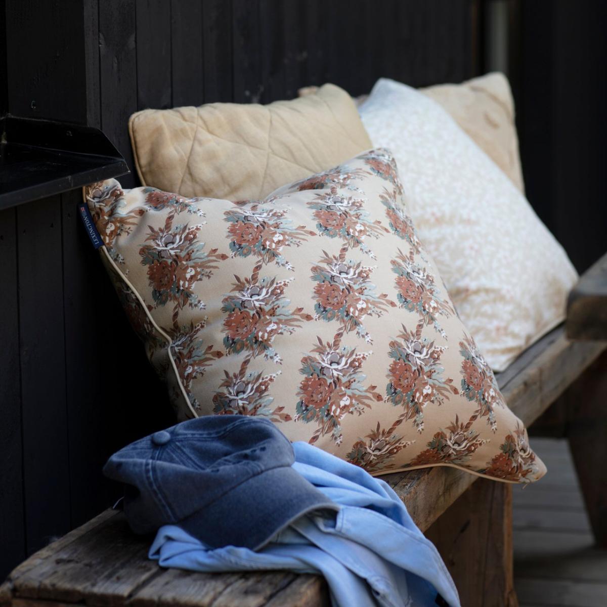 Printed Multi Flower Twill cushion cover 50x50 cm light beige-multi – image 3