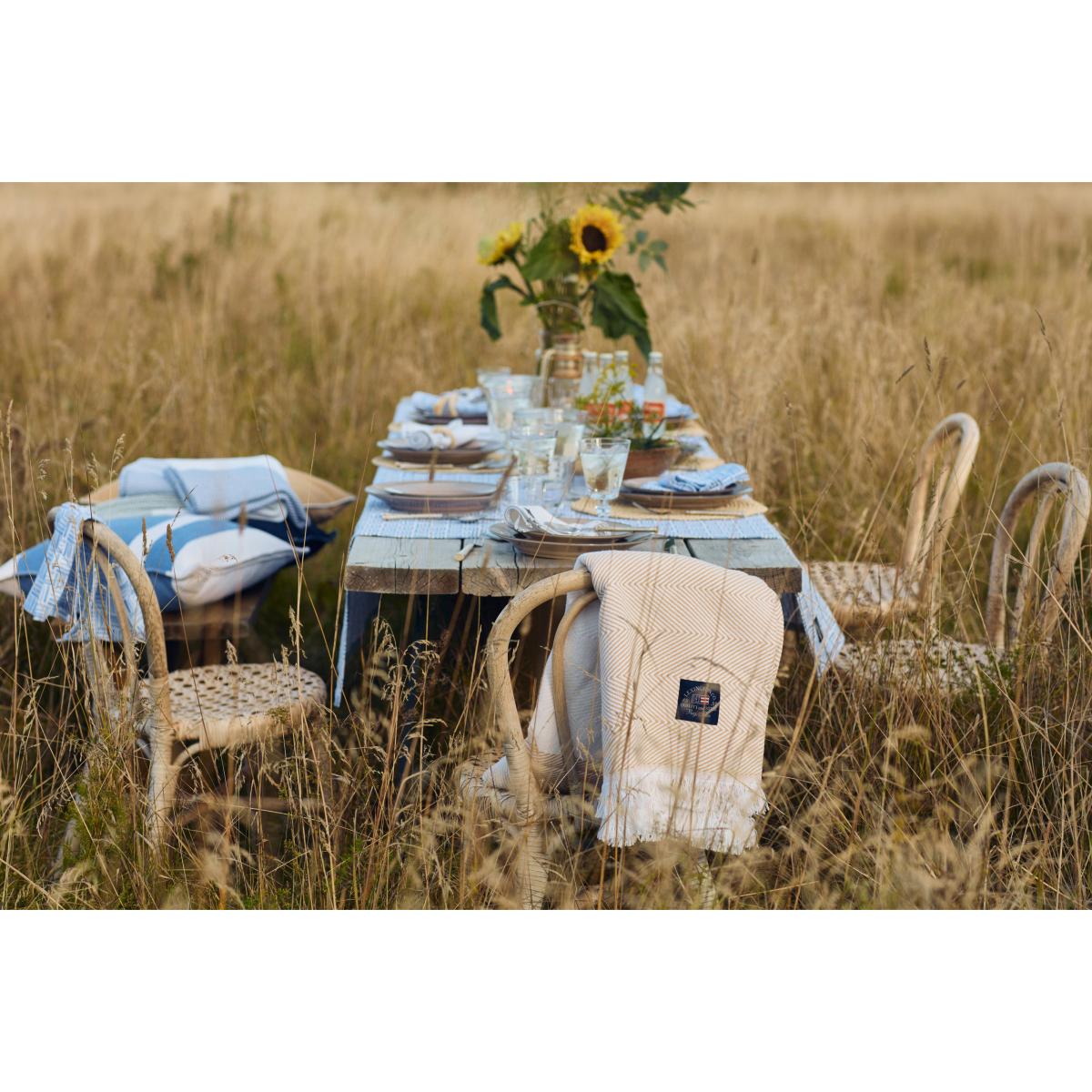 Irregular Striped Cotton pillowcase 50x50 cm Blue-White – image 4