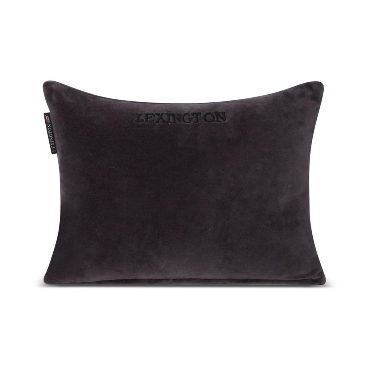 Lexington Striped Organic Cotton Velvet cushion 30x40 cm Dark grey-light beige – image 2