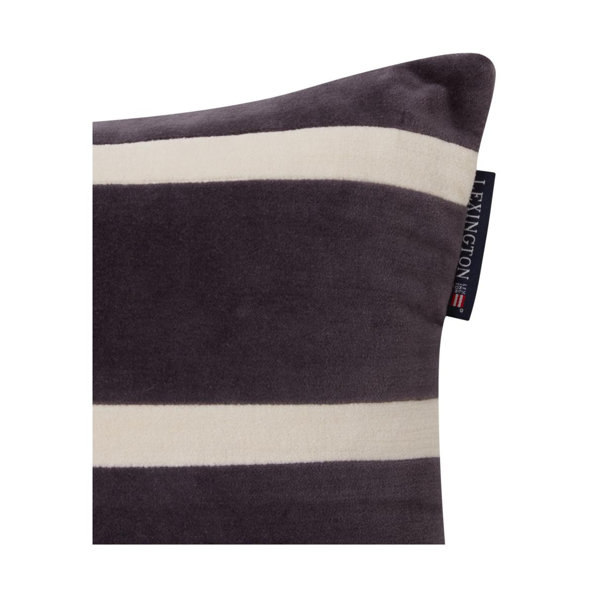Lexington Striped Organic Cotton Velvet cushion 30x40 cm Dark grey-light beige – image 4