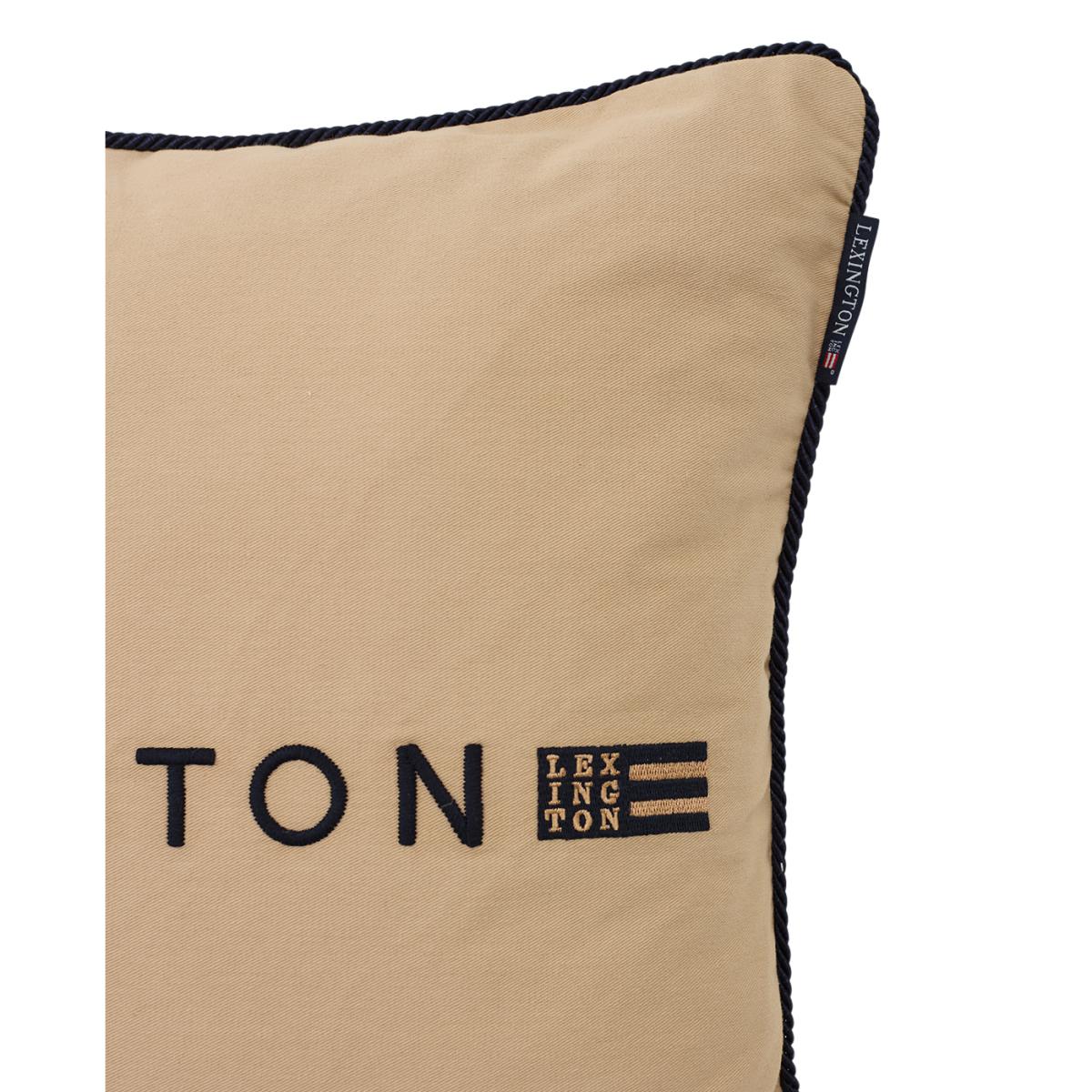 Logo Organic Cotton Twill pillowcase 50x50 cm Beige-dark blue – image 3